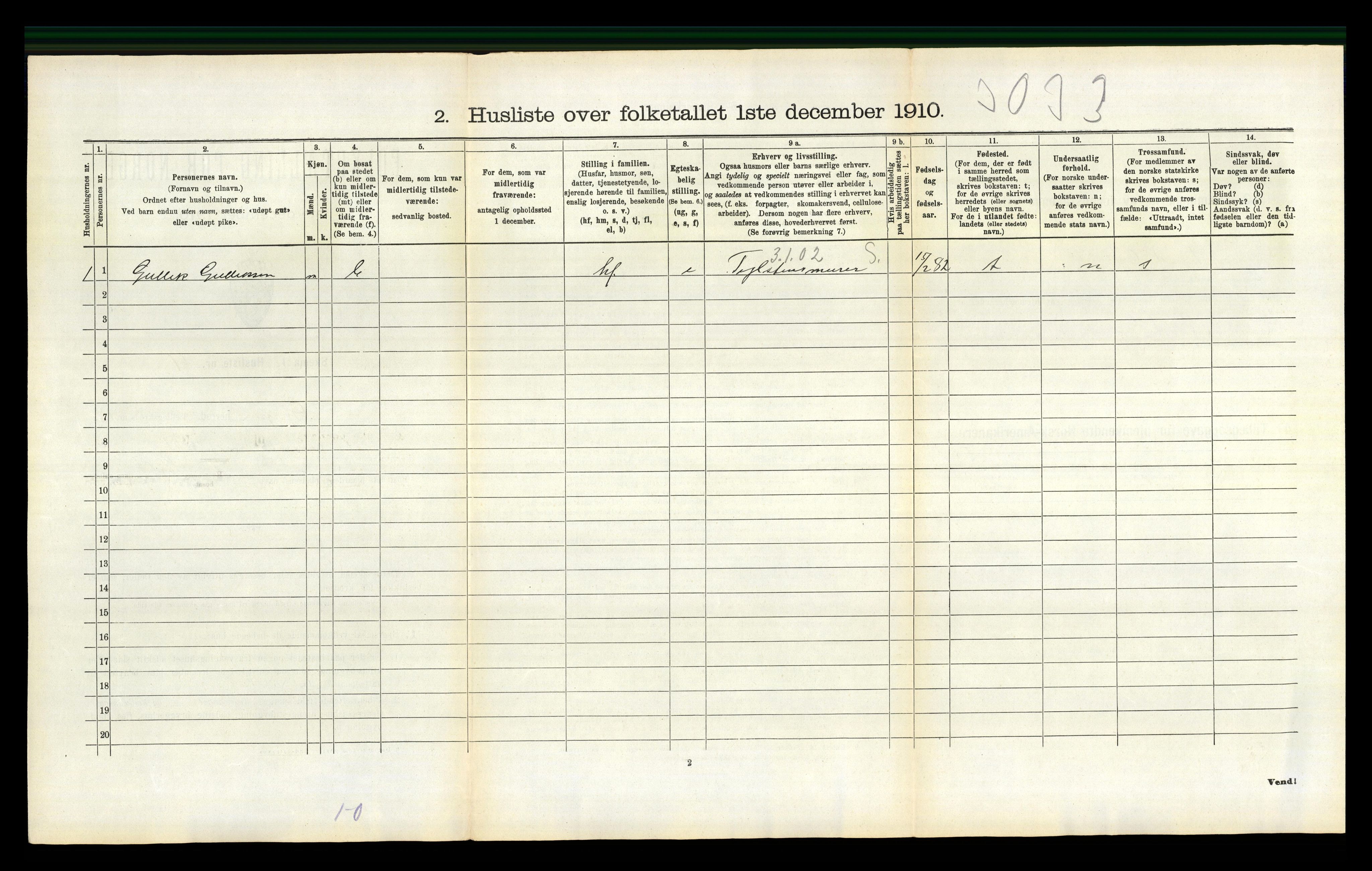 RA, 1910 census for Gjerpen, 1910, p. 2544