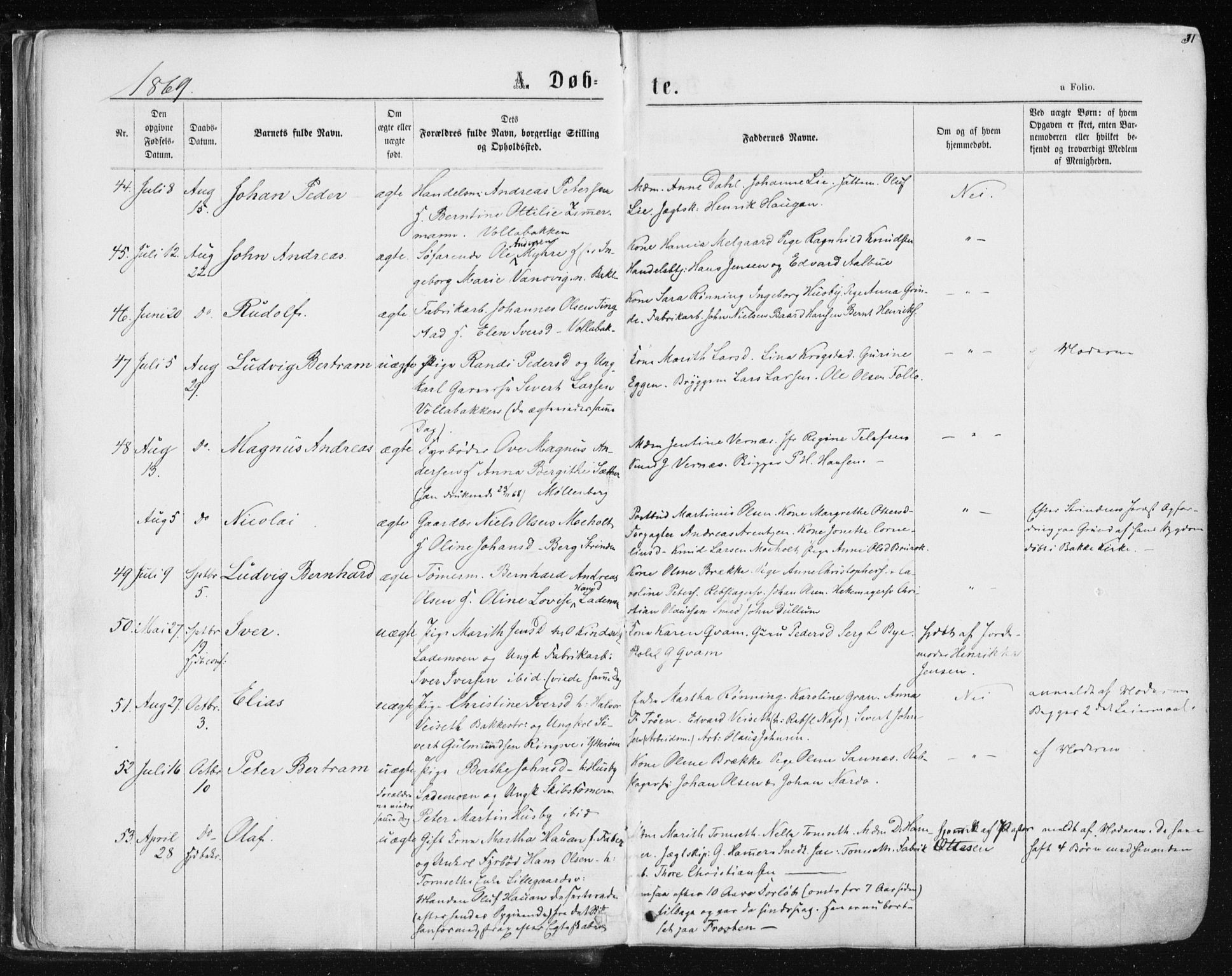 Ministerialprotokoller, klokkerbøker og fødselsregistre - Sør-Trøndelag, SAT/A-1456/604/L0186: Parish register (official) no. 604A07, 1866-1877, p. 31