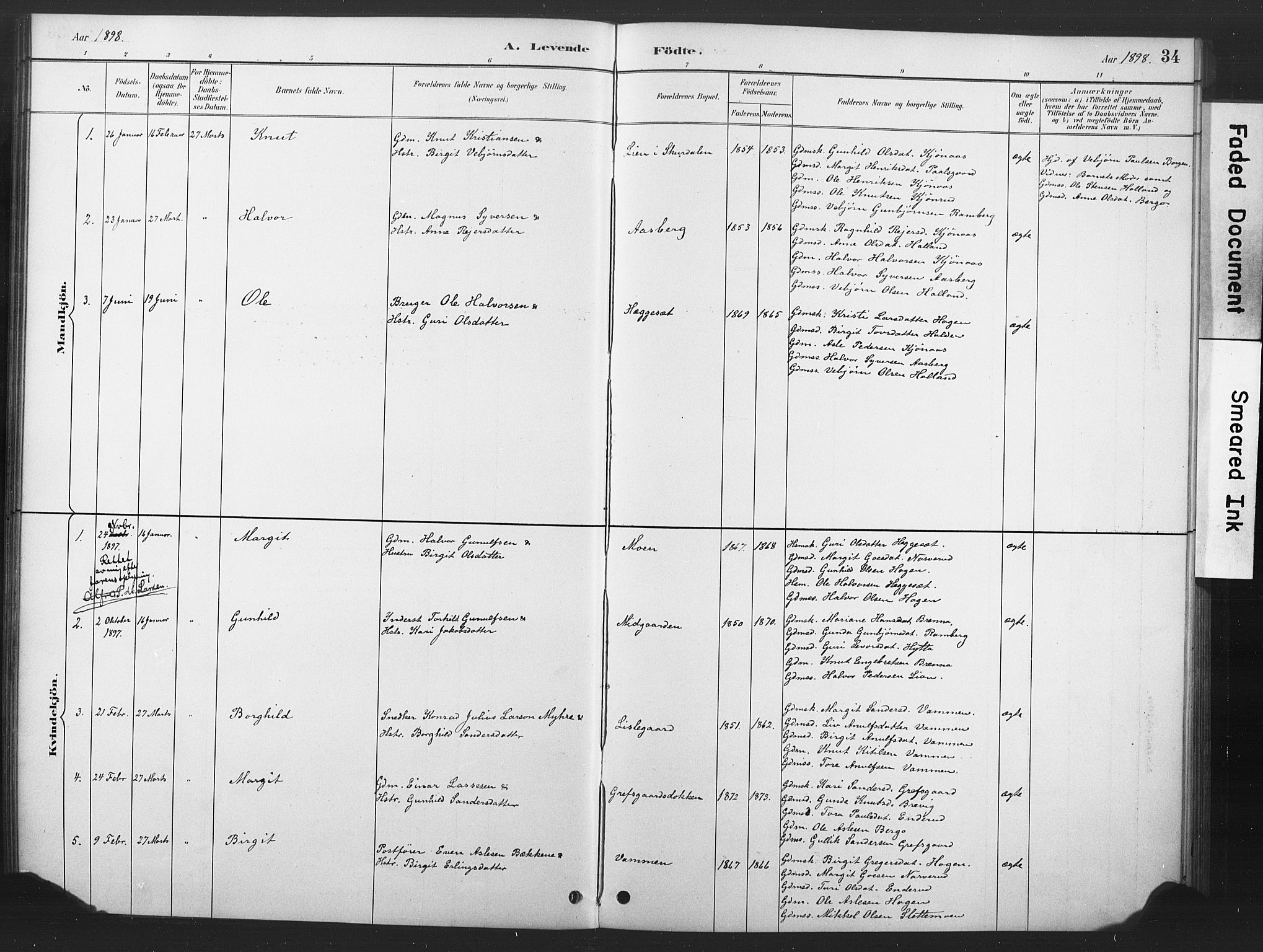Nore kirkebøker, SAKO/A-238/F/Fd/L0001: Parish register (official) no. IV 1, 1878-1918, p. 34