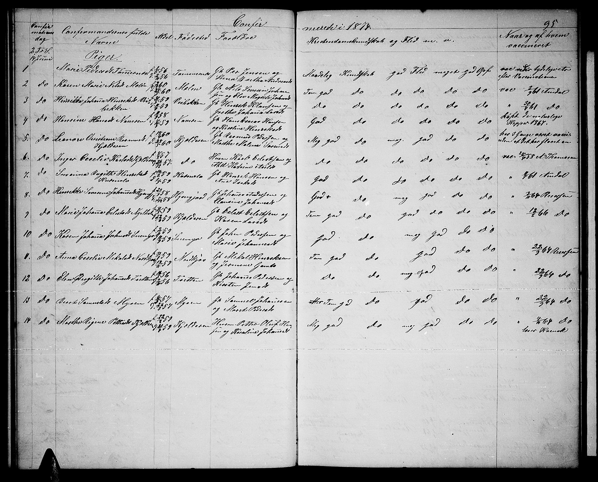Skjervøy sokneprestkontor, SATØ/S-1300/H/Ha/Hab/L0019klokker: Parish register (copy) no. 19, 1863-1877, p. 95