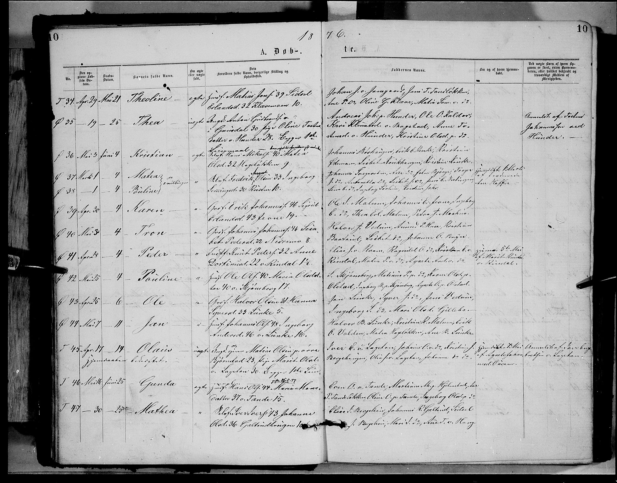 Øyer prestekontor, AV/SAH-PREST-084/H/Ha/Haa/L0007: Parish register (official) no. 7, 1875-1878, p. 10