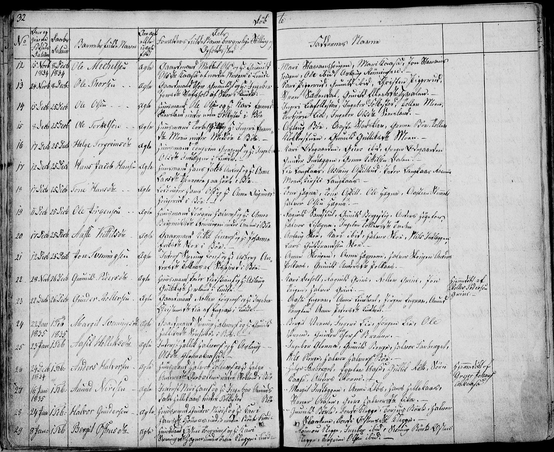 Bø kirkebøker, SAKO/A-257/F/Fa/L0007: Parish register (official) no. 7, 1831-1848, p. 32
