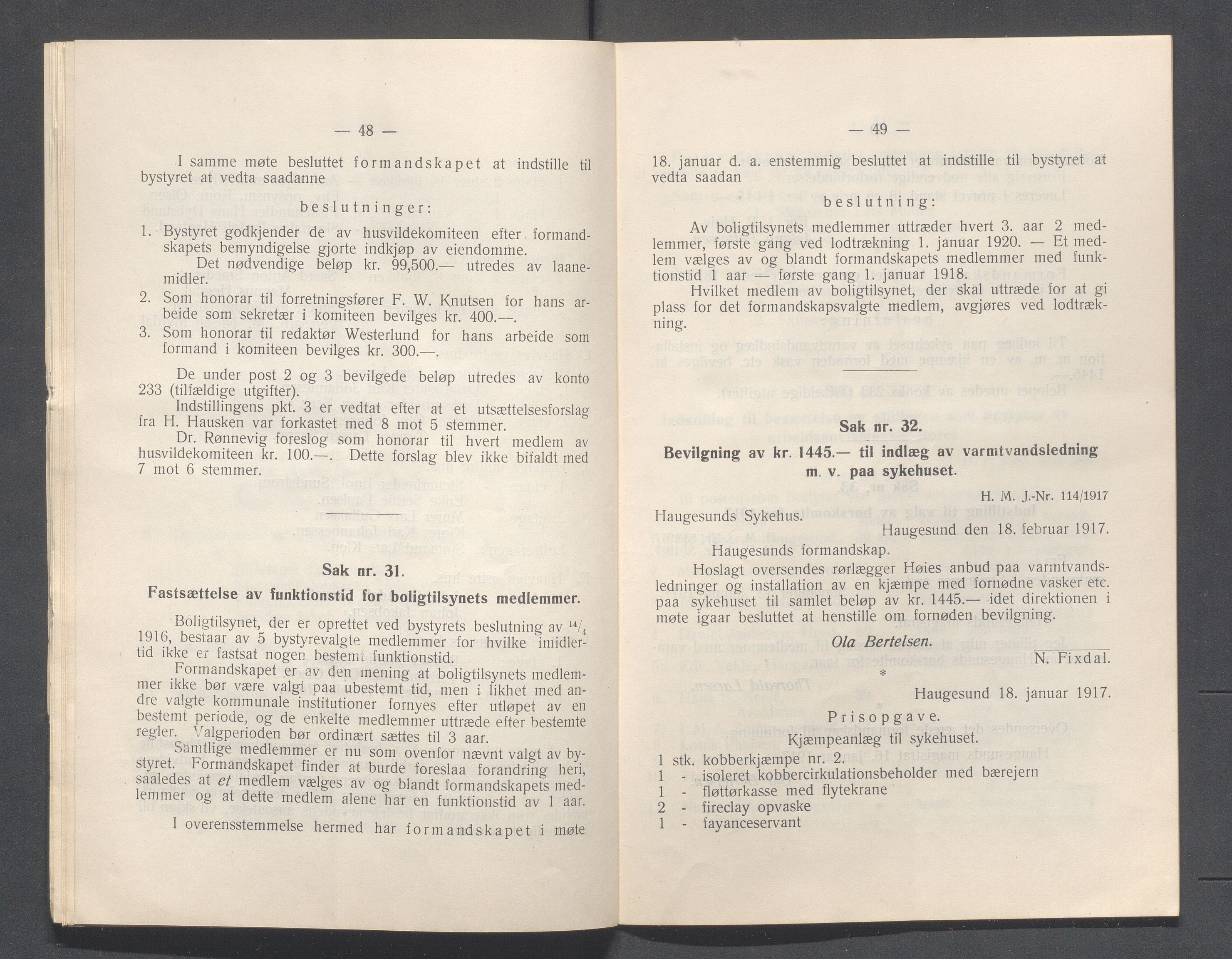 Haugesund kommune - Formannskapet og Bystyret, IKAR/A-740/A/Abb/L0002: Bystyreforhandlinger, 1908-1917, p. 1116