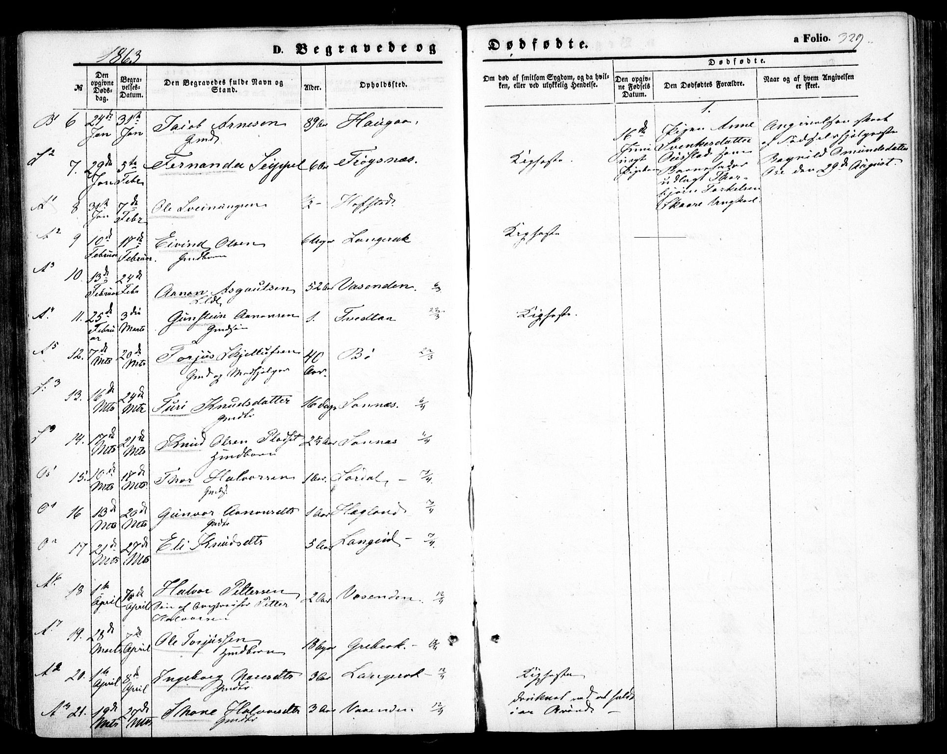 Bygland sokneprestkontor, SAK/1111-0006/F/Fa/Fab/L0005: Parish register (official) no. A 5, 1859-1873, p. 329