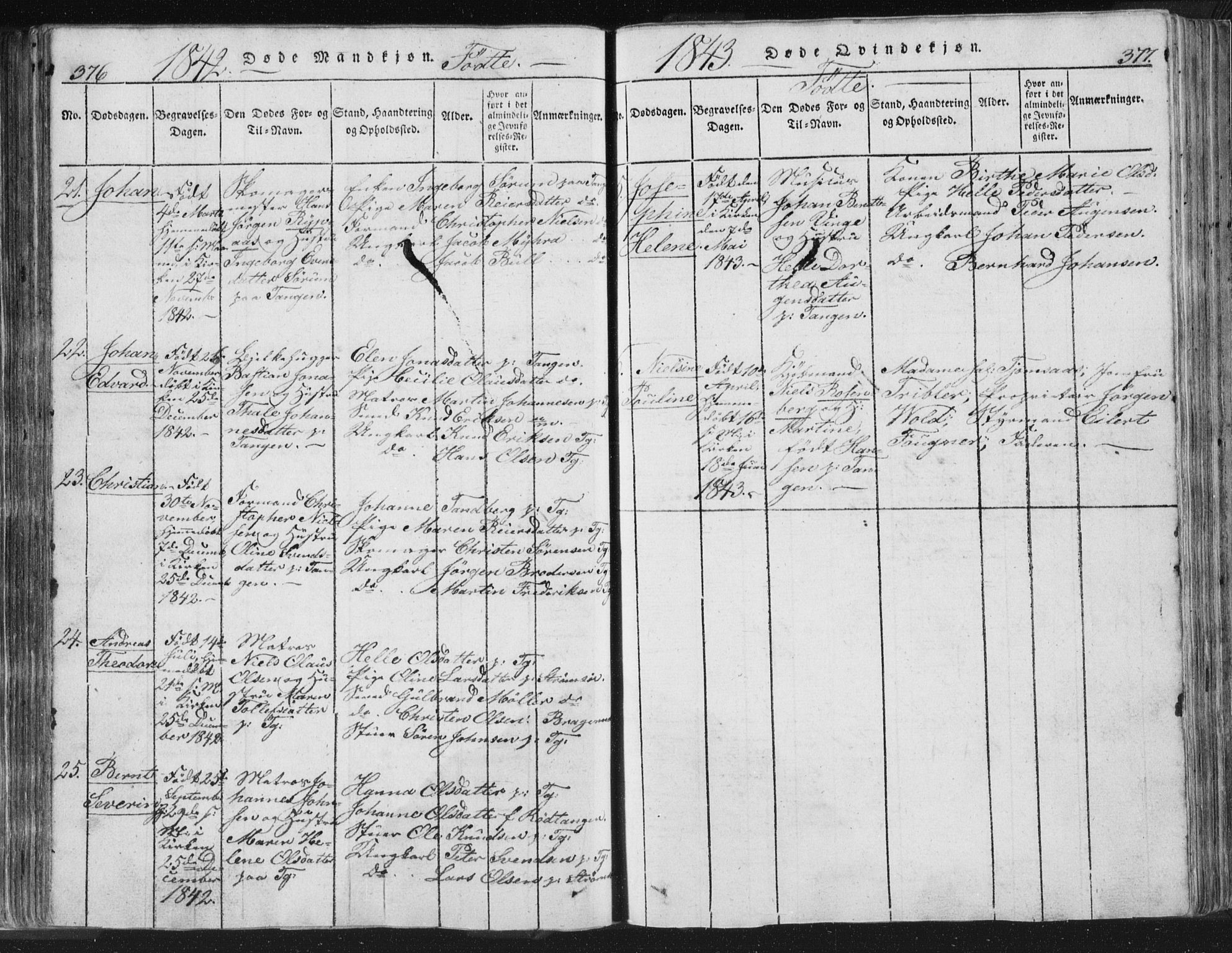 Strømsø kirkebøker, AV/SAKO-A-246/F/Fb/L0004: Parish register (official) no. II 4, 1814-1843, p. 376-377