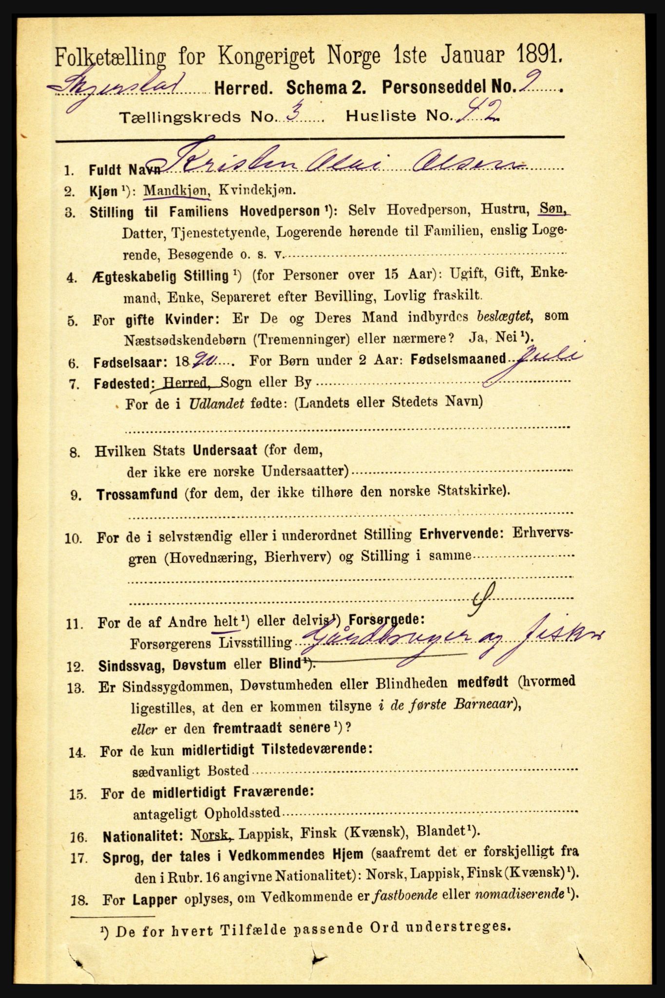 RA, 1891 census for 1842 Skjerstad, 1891, p. 1056