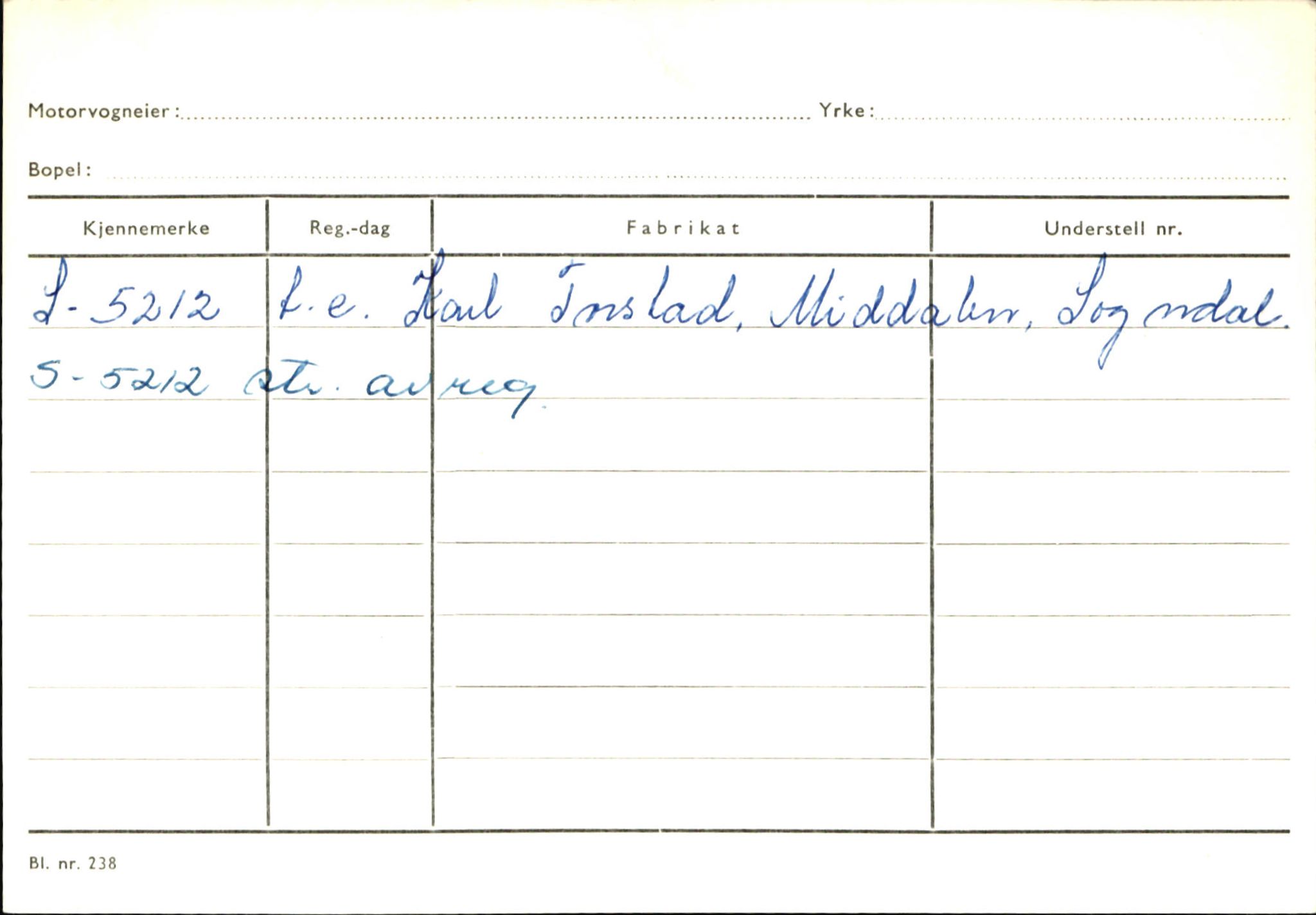 Statens vegvesen, Sogn og Fjordane vegkontor, SAB/A-5301/4/F/L0146: Registerkort Årdal R-Å samt diverse kort, 1945-1975, p. 1163