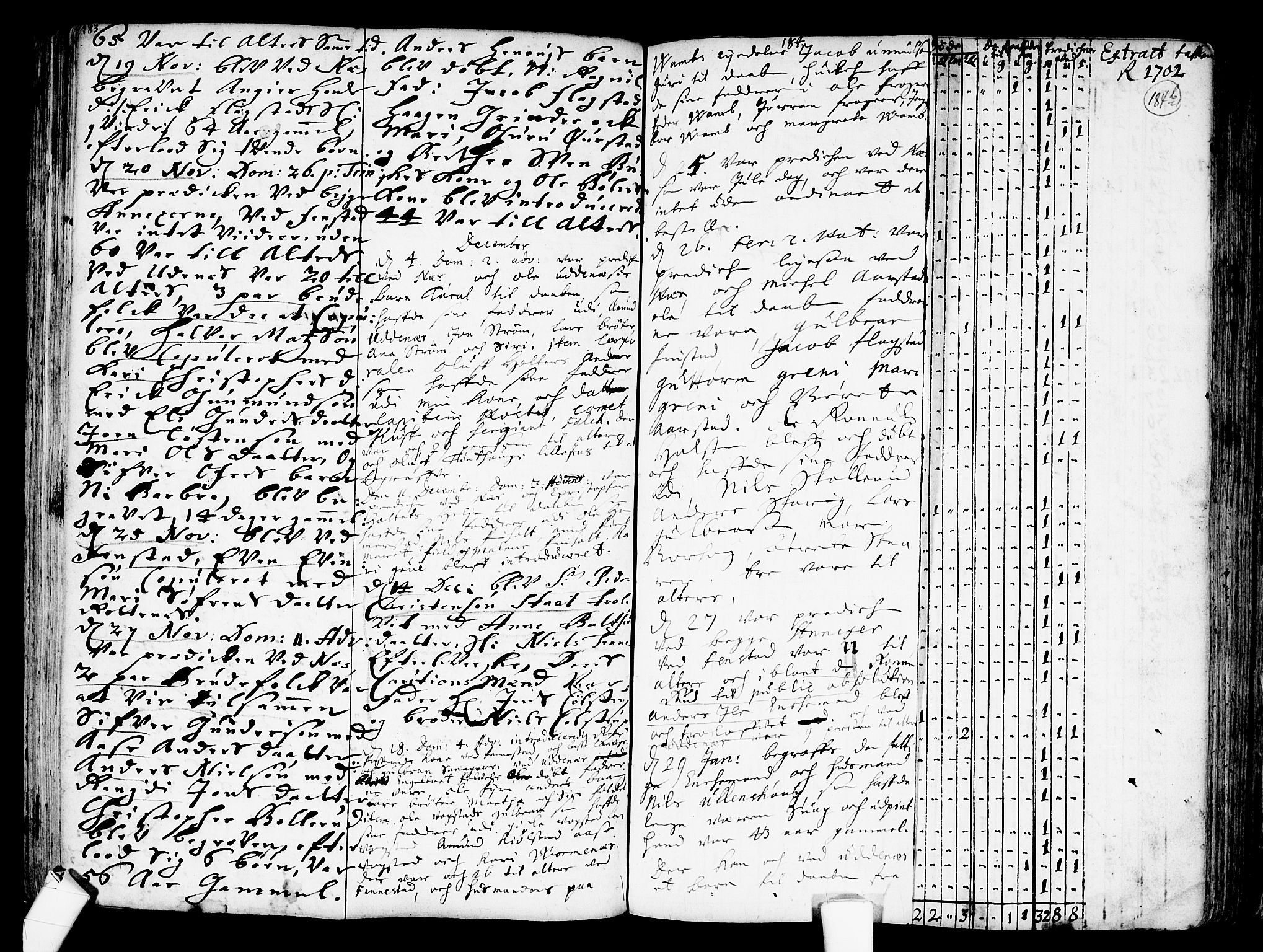 Nes prestekontor Kirkebøker, SAO/A-10410/F/Fa/L0001: Parish register (official) no. I 1, 1689-1716, p. 183-184