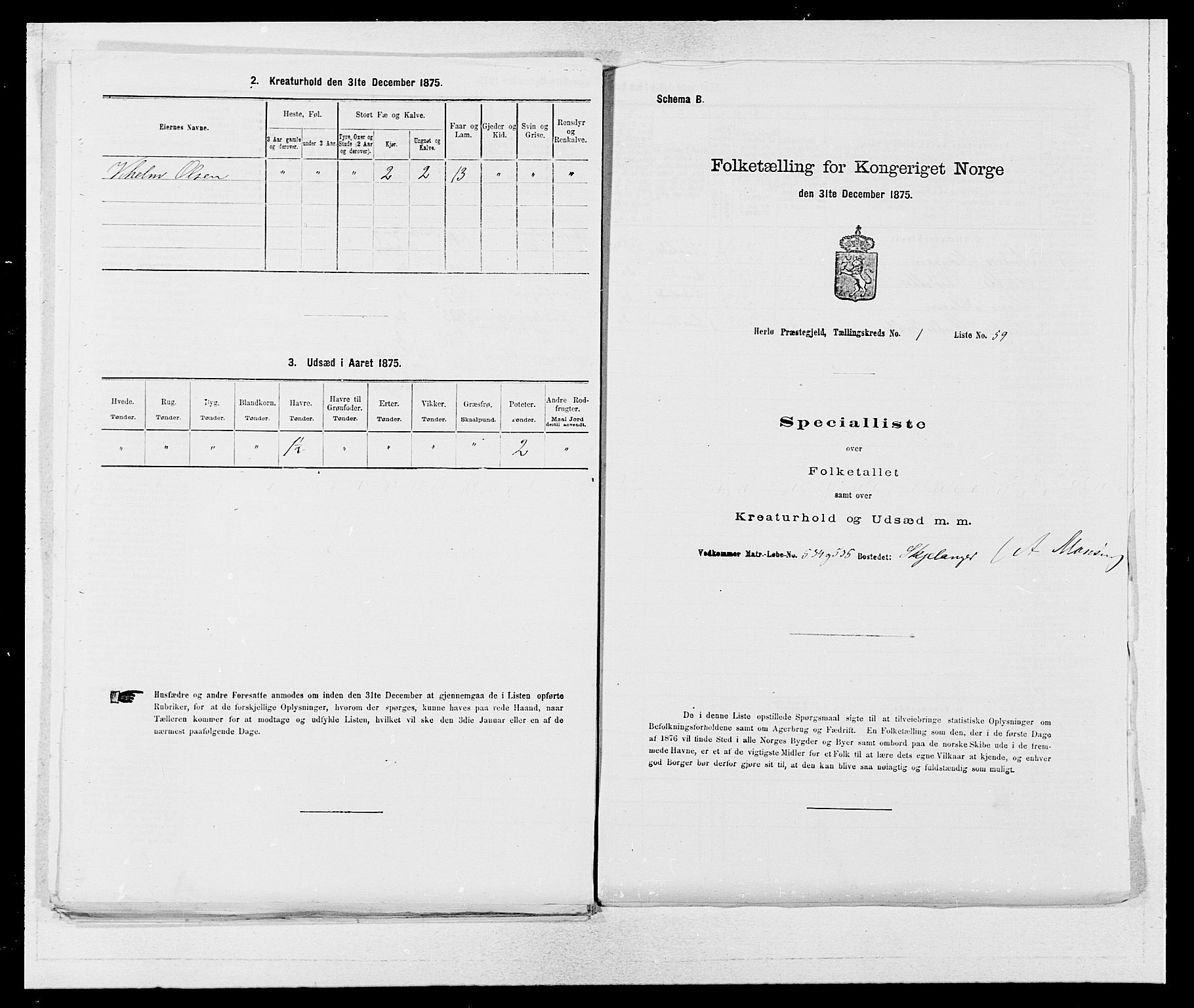 SAB, 1875 census for 1258P Herdla, 1875, p. 135