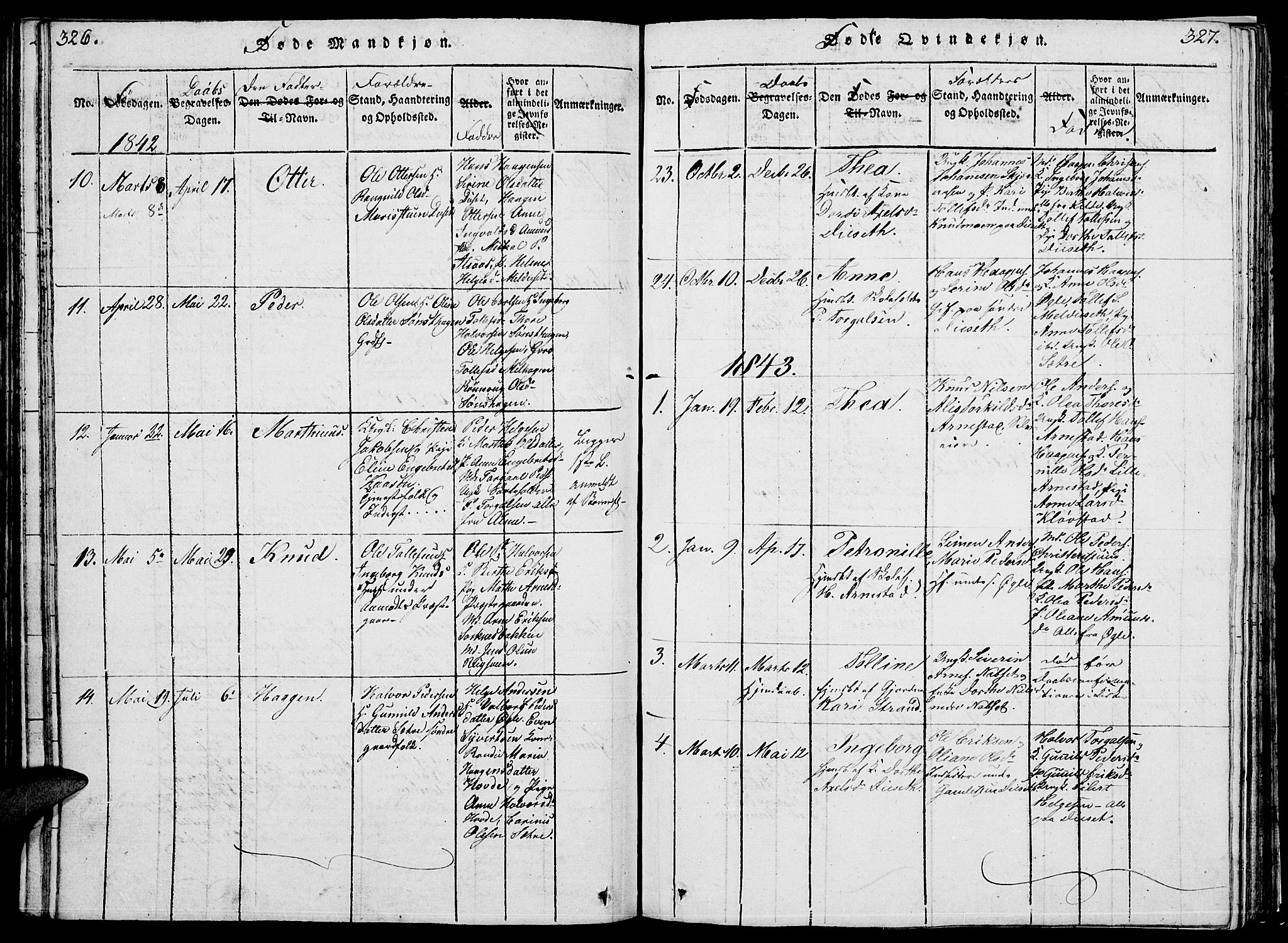 Åmot prestekontor, Hedmark, SAH/PREST-056/H/Ha/Hab/L0001: Parish register (copy) no. 1, 1815-1847, p. 326-327