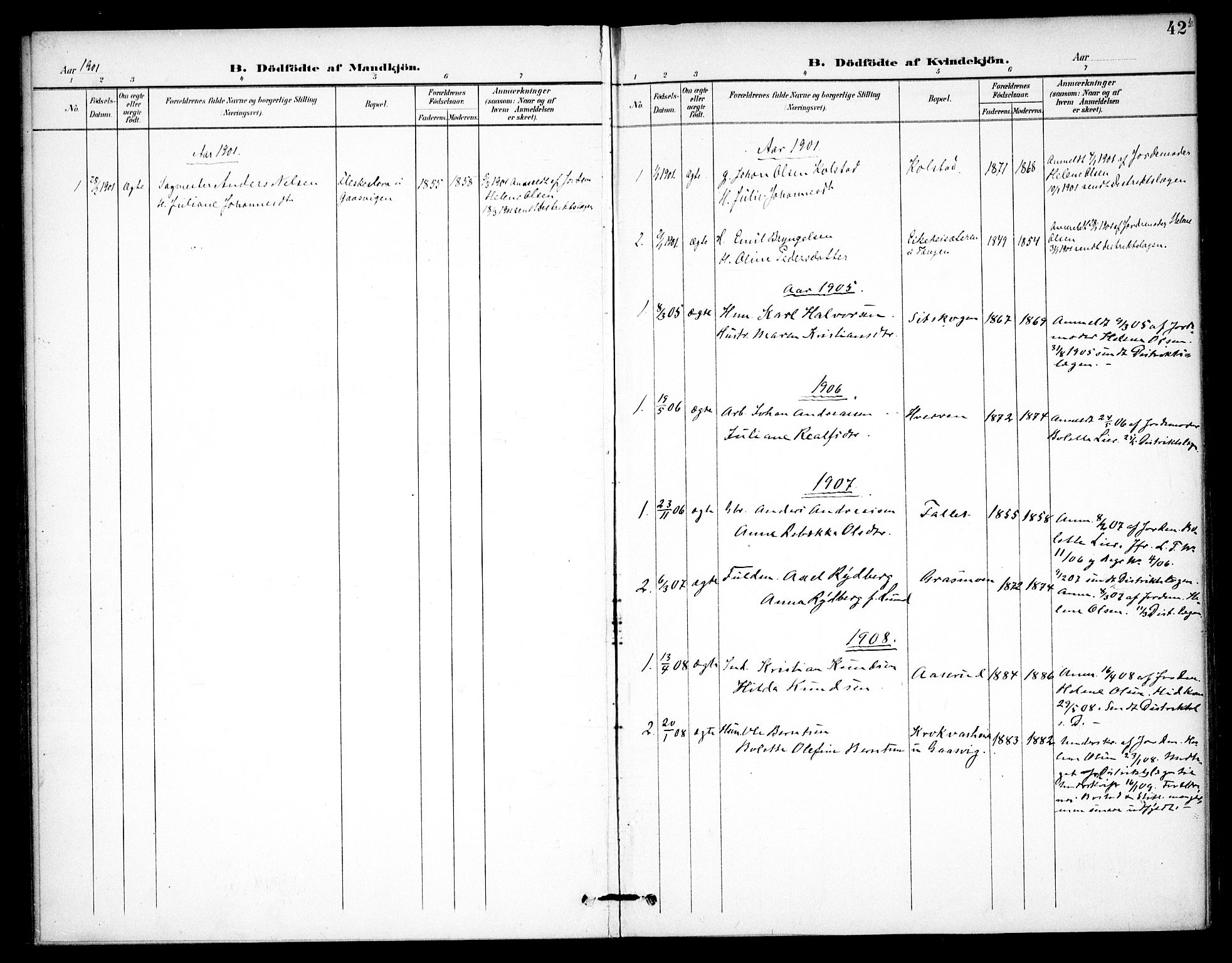 Høland prestekontor Kirkebøker, SAO/A-10346a/F/Fc/L0003: Parish register (official) no. III 3, 1897-1911, p. 42b
