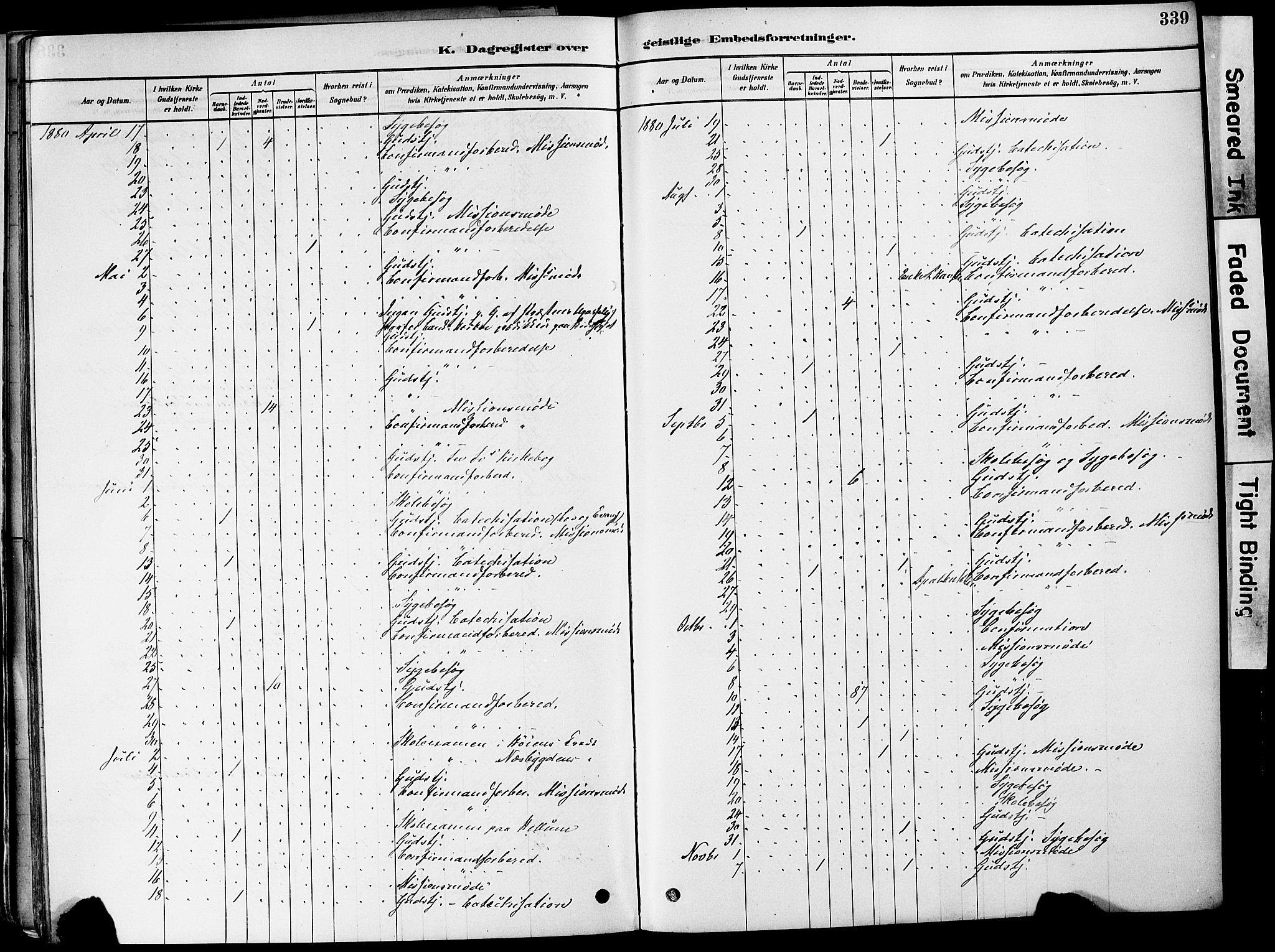 Strømm kirkebøker, AV/SAKO-A-322/F/Fa/L0004: Parish register (official) no. I 4, 1878-1899, p. 339