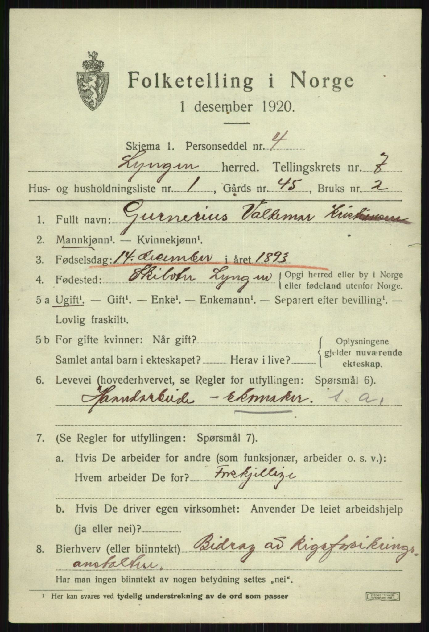 SATØ, 1920 census for Lyngen, 1920, p. 6754