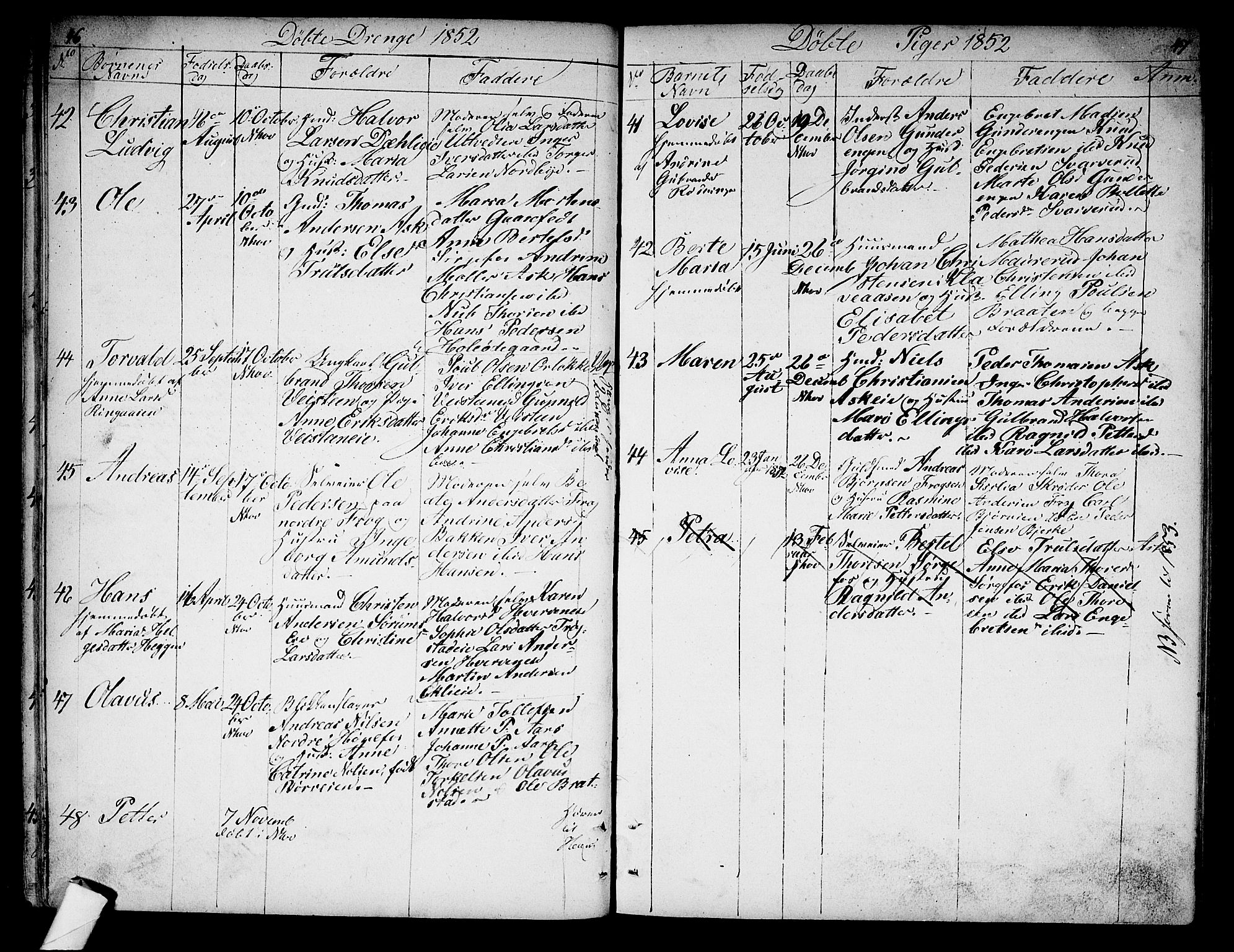 Norderhov kirkebøker, AV/SAKO-A-237/G/Ga/L0005: Parish register (copy) no. I 5, 1849-1863, p. 46-47