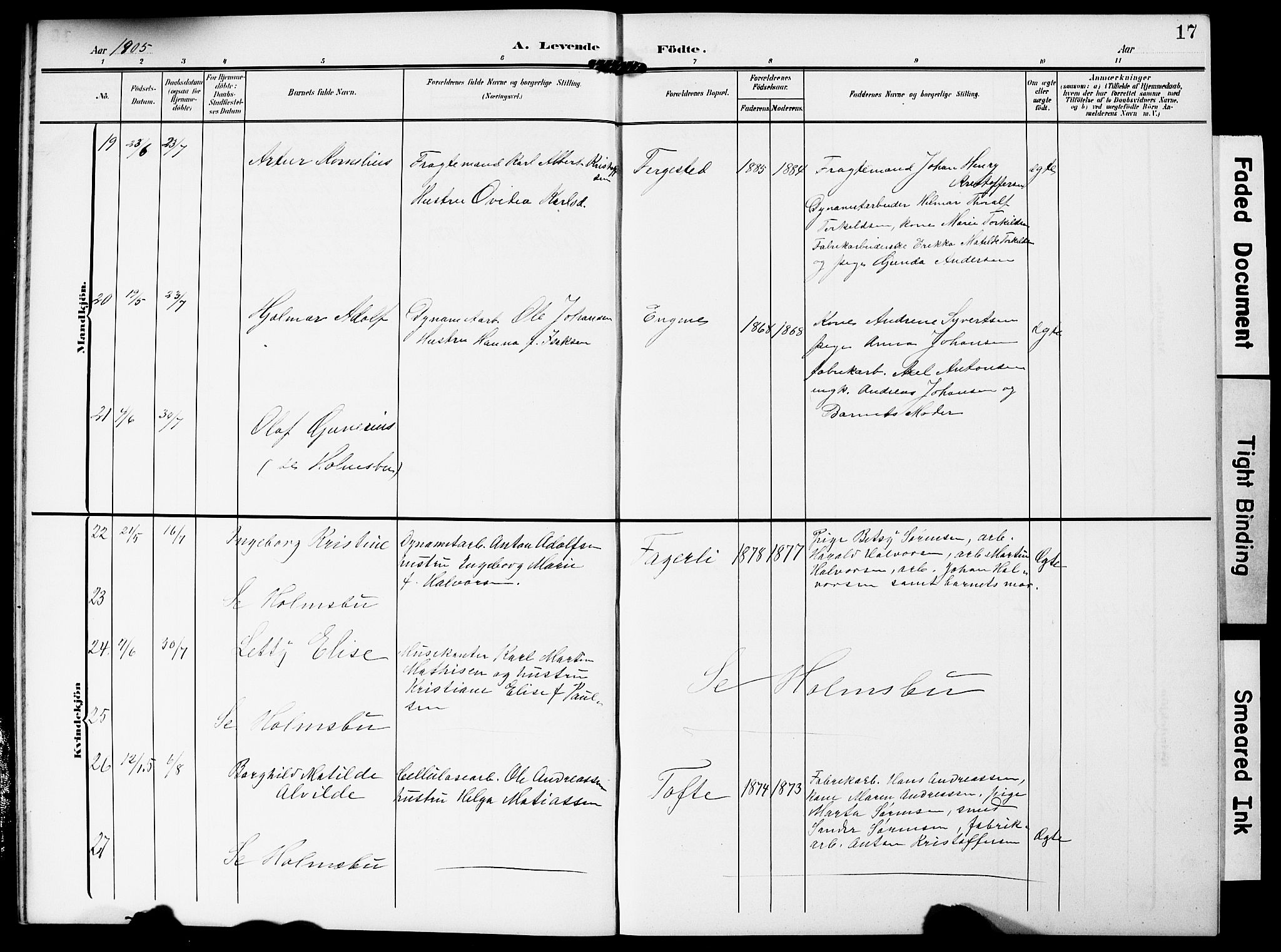 Hurum kirkebøker, AV/SAKO-A-229/G/Ga/L0004: Parish register (copy) no. I 4, 1904-1909, p. 17