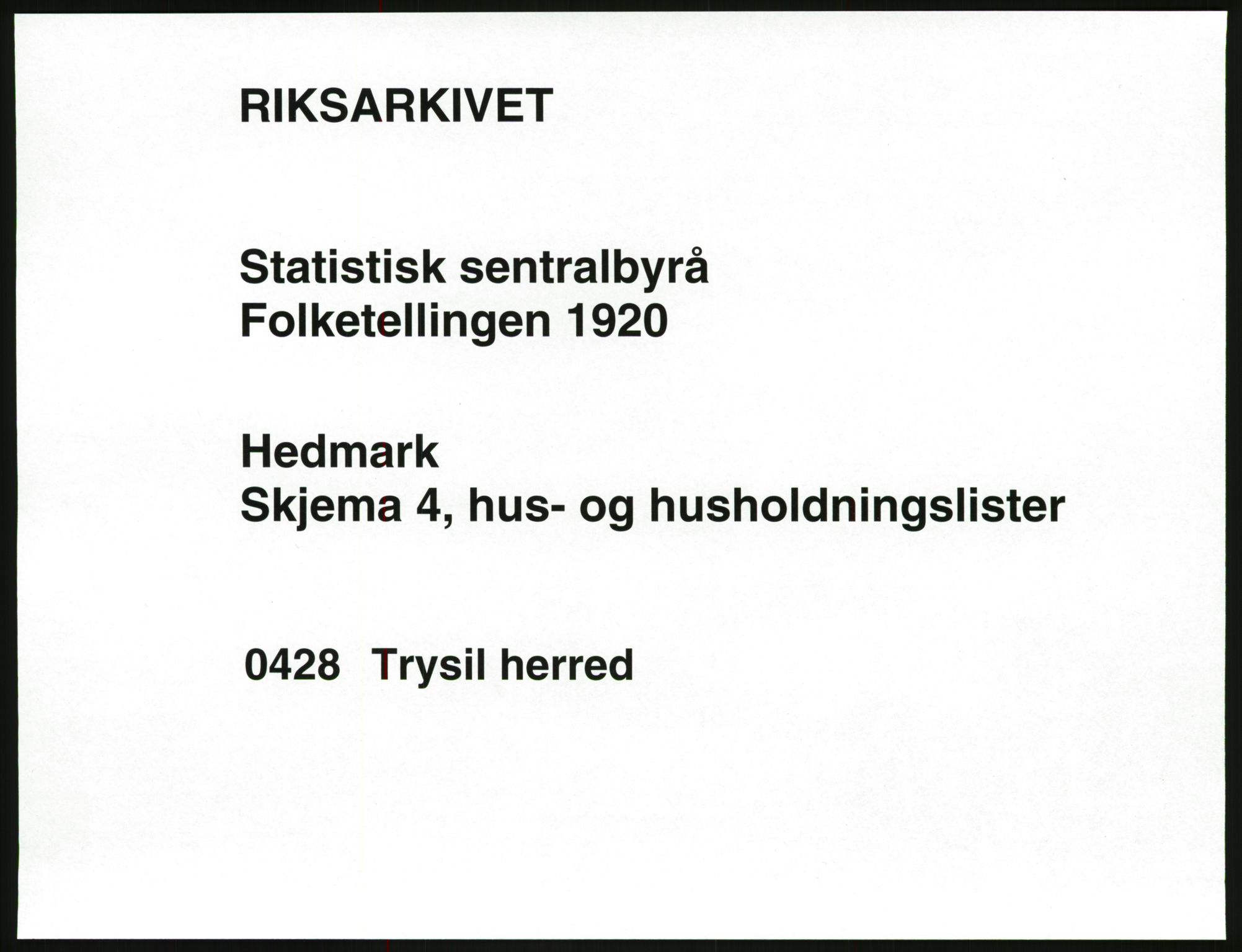 SAH, 1920 census for Trysil, 1920, p. 87