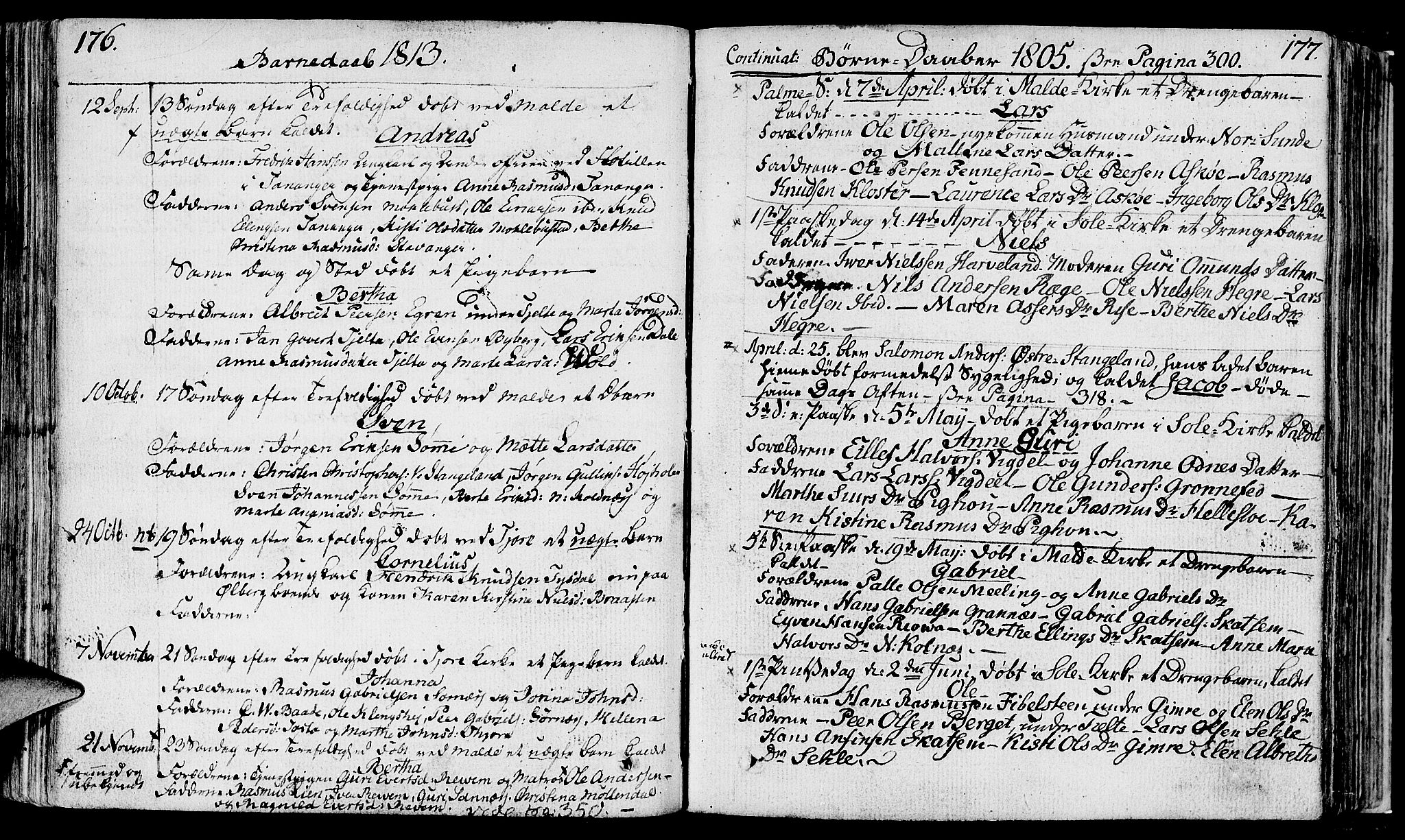 Håland sokneprestkontor, SAST/A-101802/001/30BA/L0003: Parish register (official) no. A 3, 1794-1815, p. 176-177