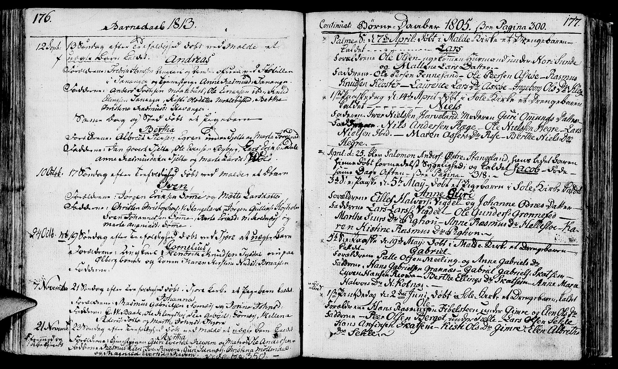 Håland sokneprestkontor, AV/SAST-A-101802/001/30BA/L0003: Parish register (official) no. A 3, 1794-1815, p. 176-177