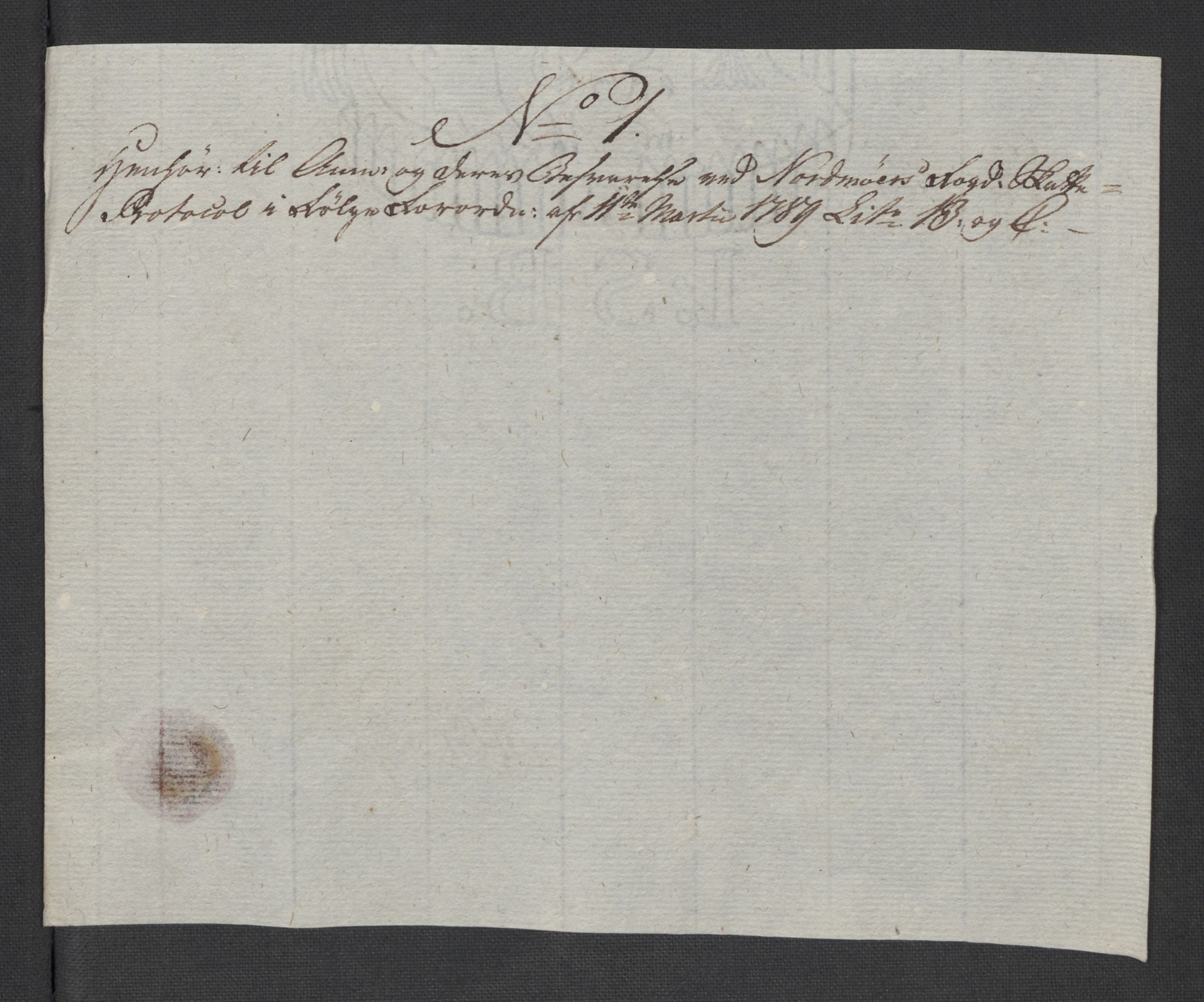 Rentekammeret inntil 1814, Reviderte regnskaper, Mindre regnskaper, AV/RA-EA-4068/Rf/Rfe/L0031: Nordmøre fogderi, Numedal og Sandsvær fogderi, 1789, p. 86