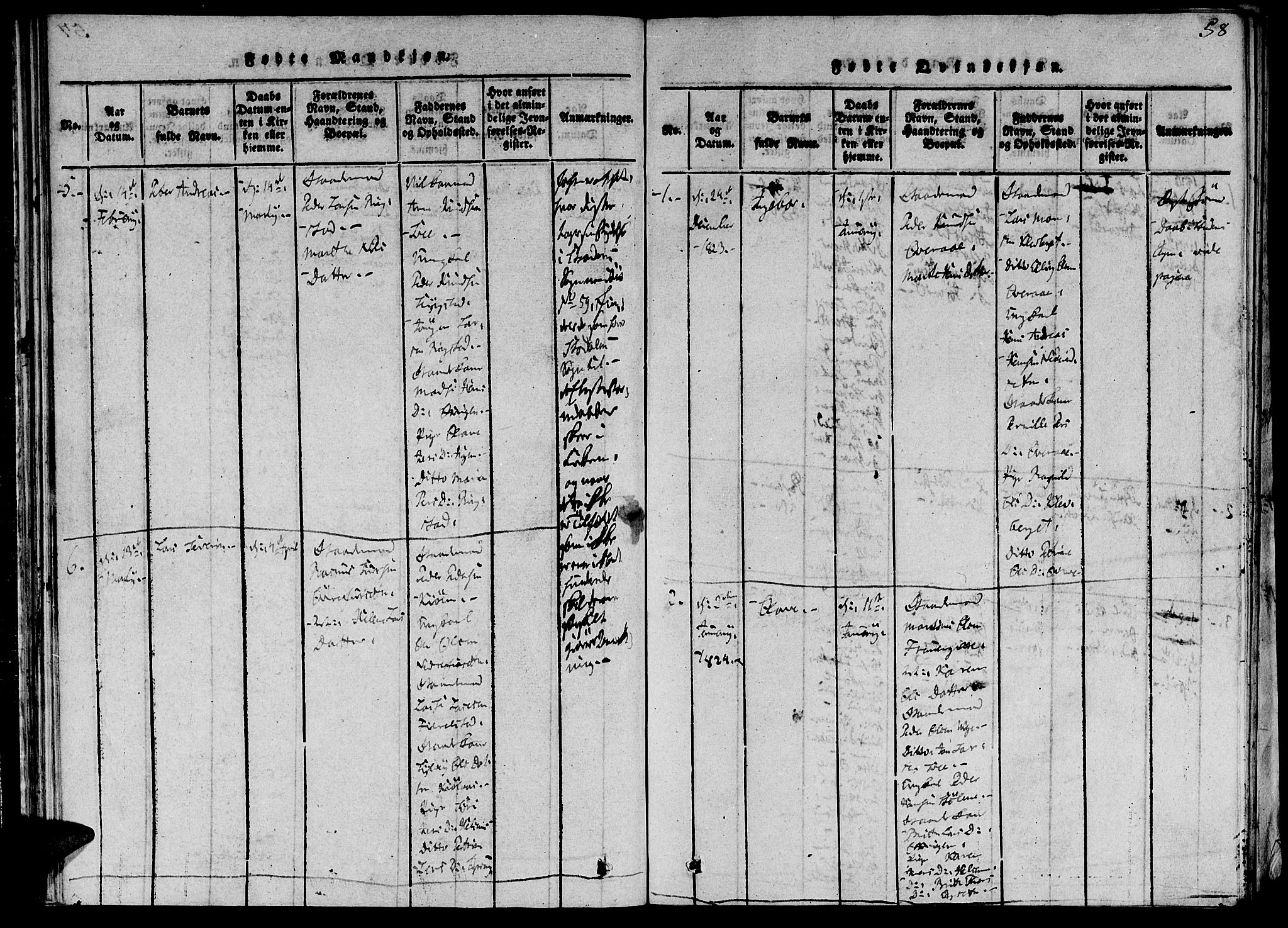 Ministerialprotokoller, klokkerbøker og fødselsregistre - Møre og Romsdal, AV/SAT-A-1454/520/L0273: Parish register (official) no. 520A03, 1817-1826, p. 58