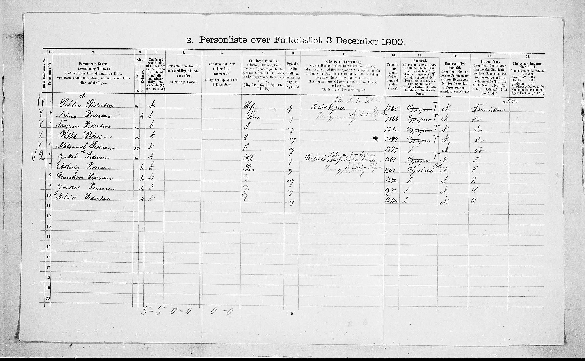 SAKO, 1900 census for Gjerpen, 1900, p. 1592