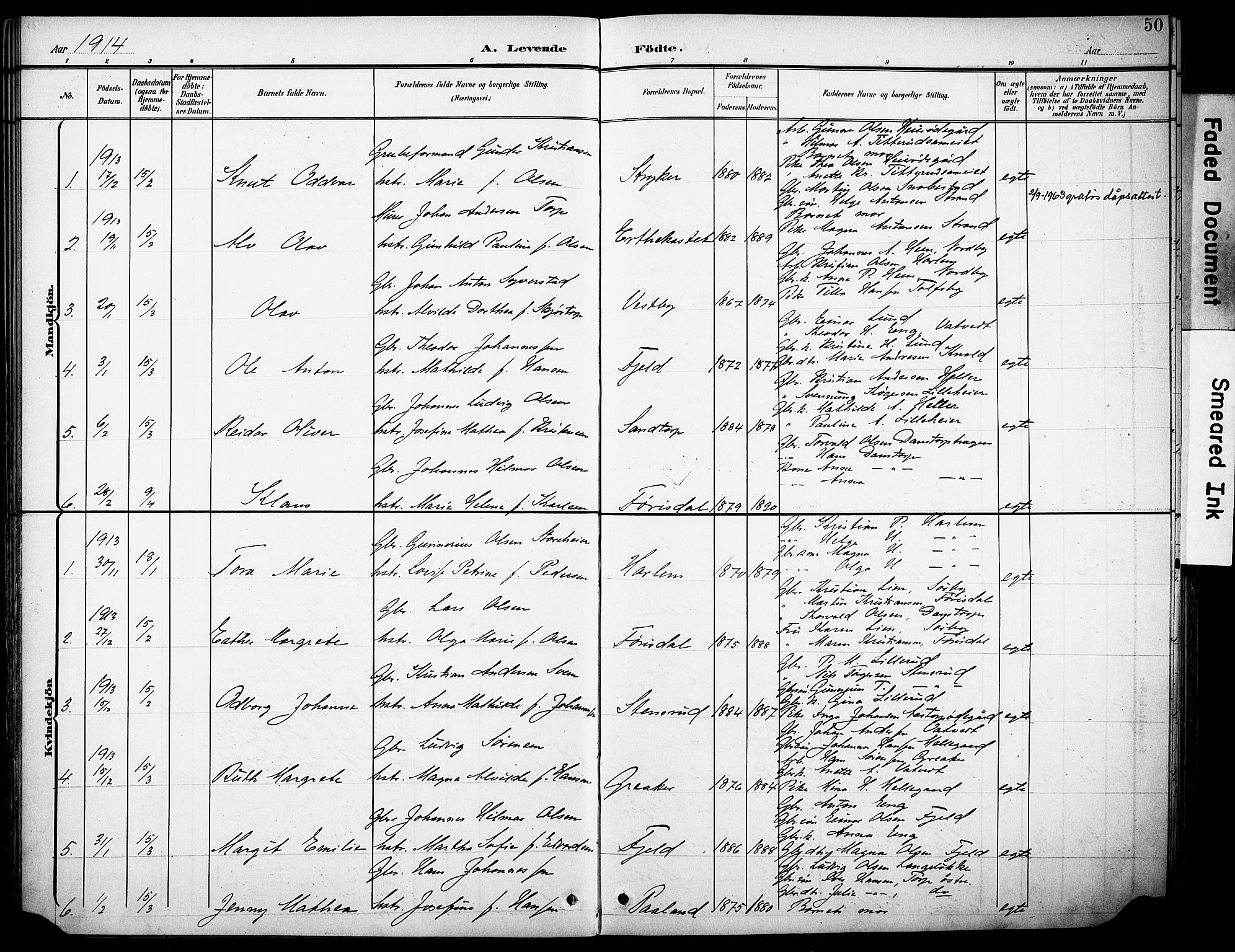 Rakkestad prestekontor Kirkebøker, SAO/A-2008/F/Fb/L0002: Parish register (official) no. II 2, 1900-1920, p. 50