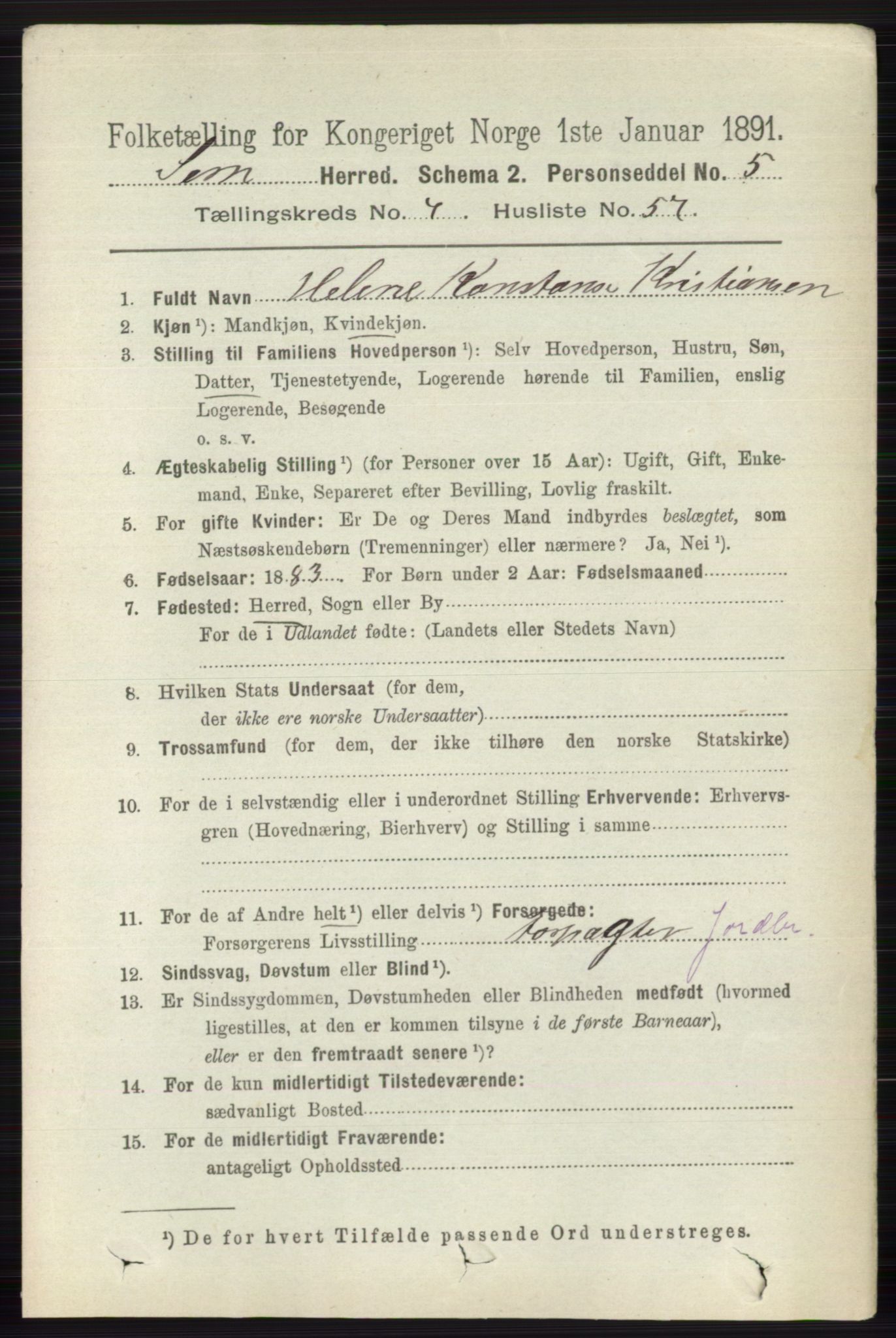 RA, 1891 census for 0721 Sem, 1891, p. 1956