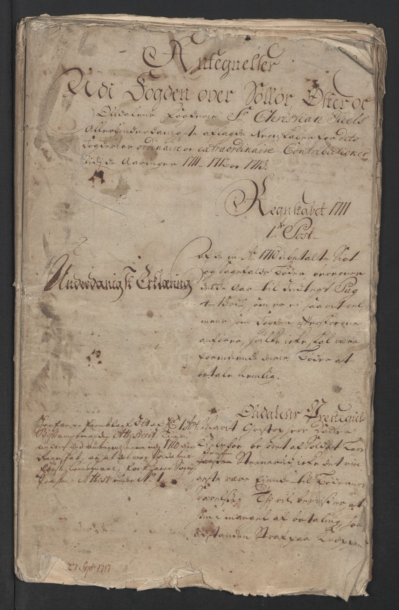 Rentekammeret inntil 1814, Reviderte regnskaper, Fogderegnskap, RA/EA-4092/R13/L0851: Fogderegnskap Solør, Odal og Østerdal, 1711-1713, p. 3