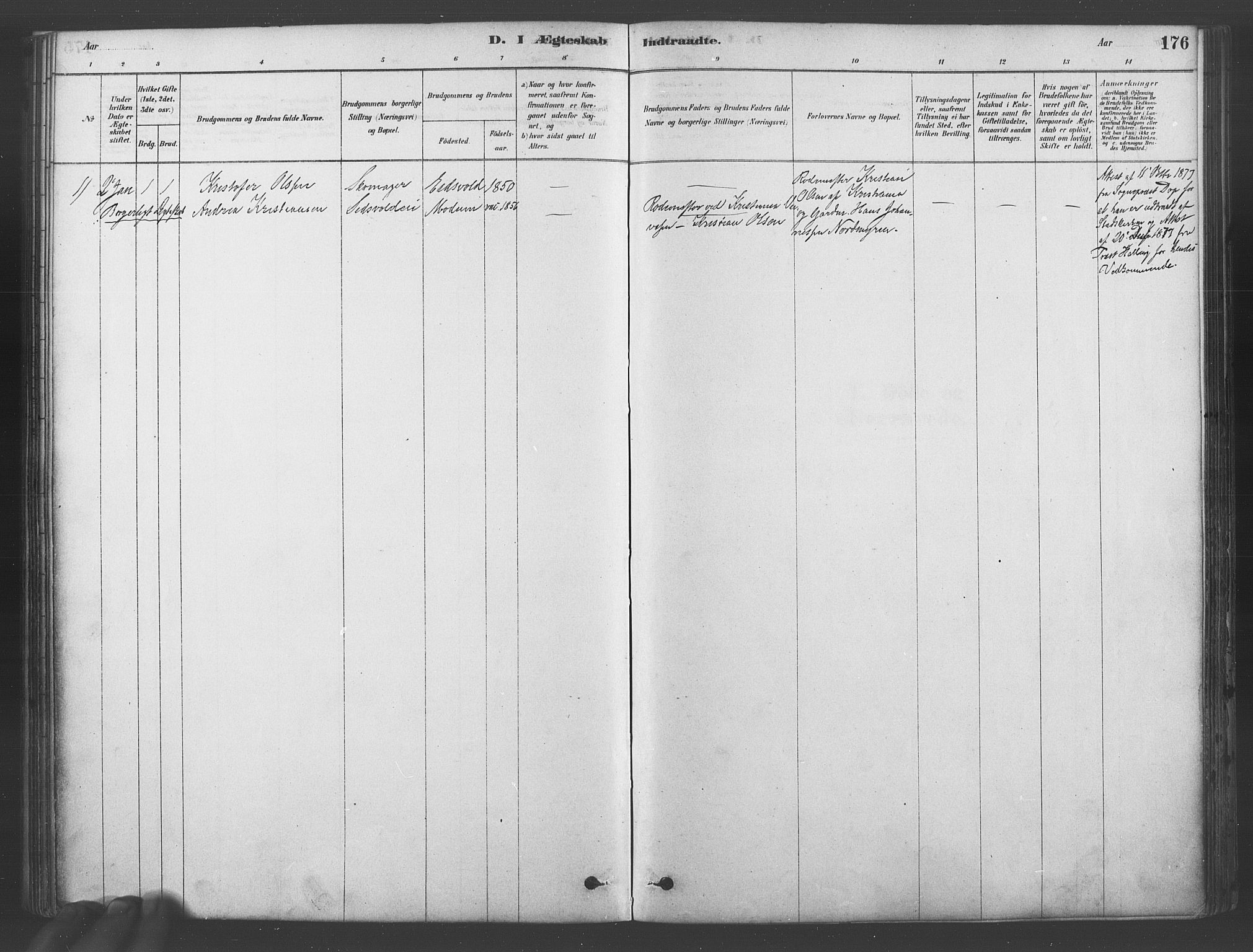 Ullensaker prestekontor Kirkebøker, AV/SAO-A-10236a/F/Fb/L0001: Parish register (official) no. II 1, 1878-1893, p. 176