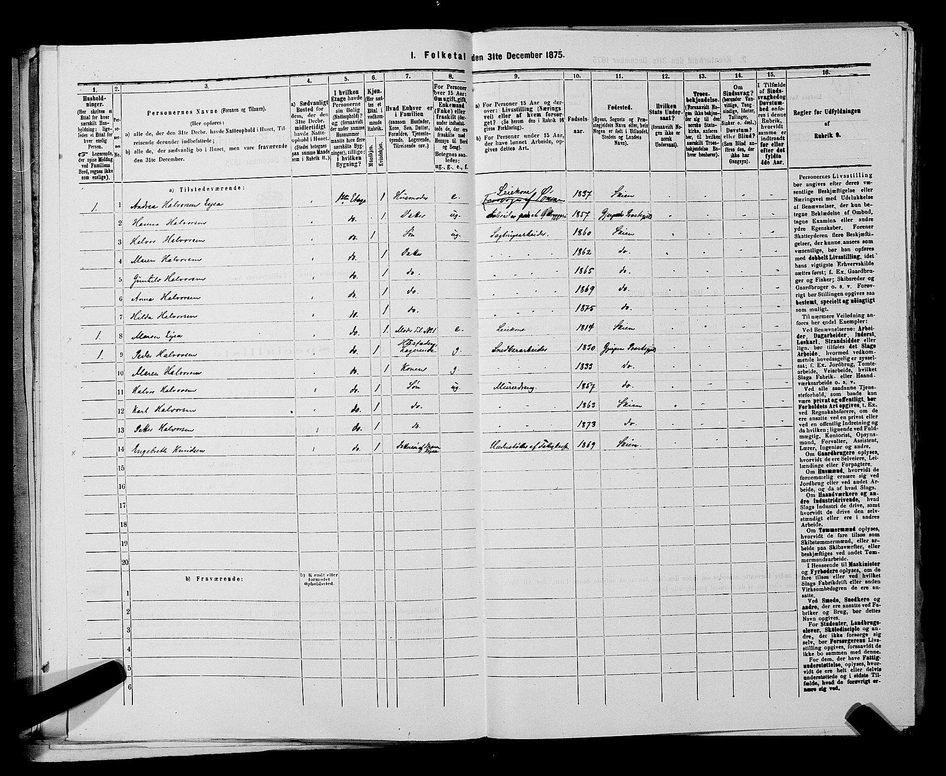 SAKO, 1875 census for 0806P Skien, 1875, p. 861