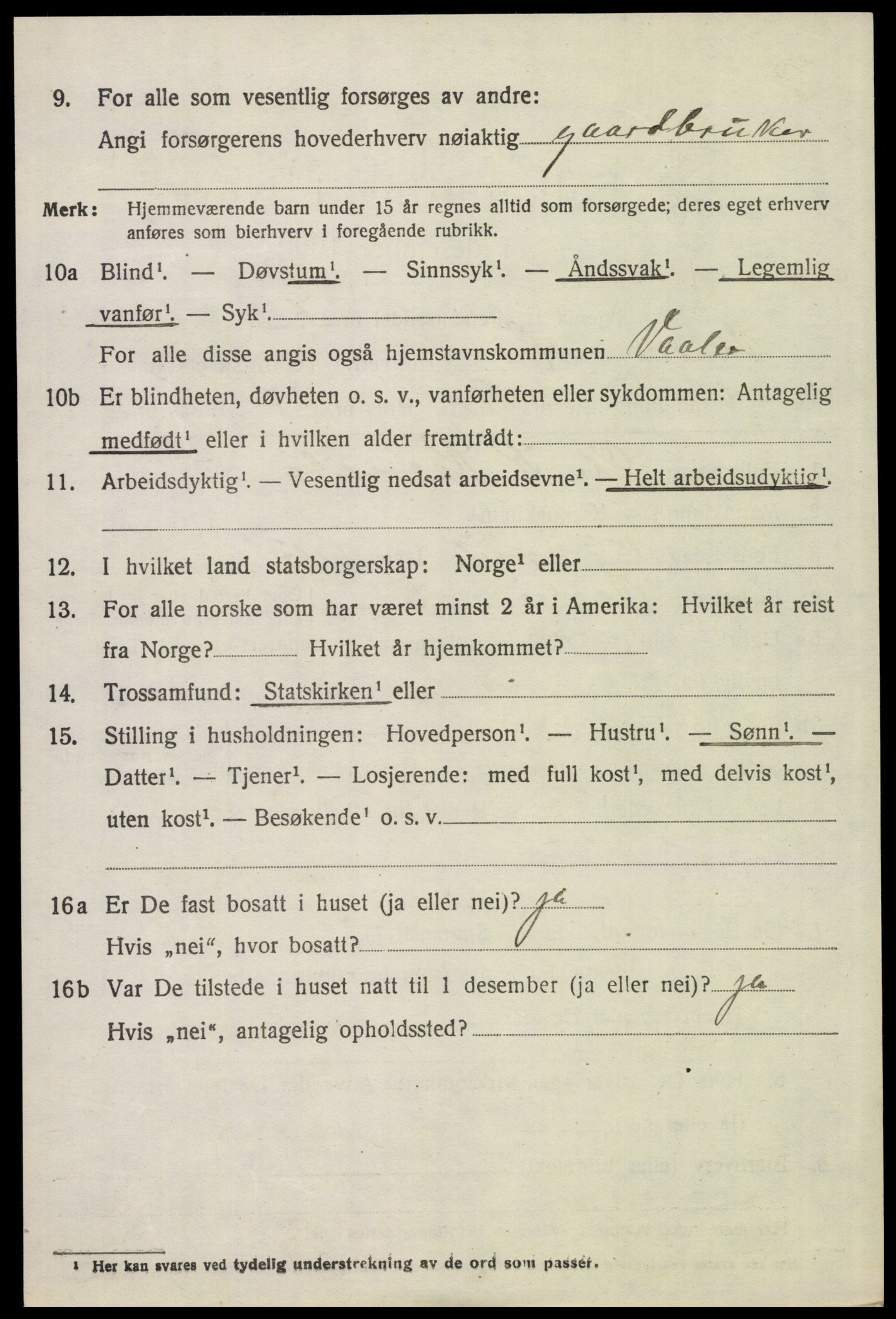 SAH, 1920 census for Våler (Hedmark), 1920, p. 4370