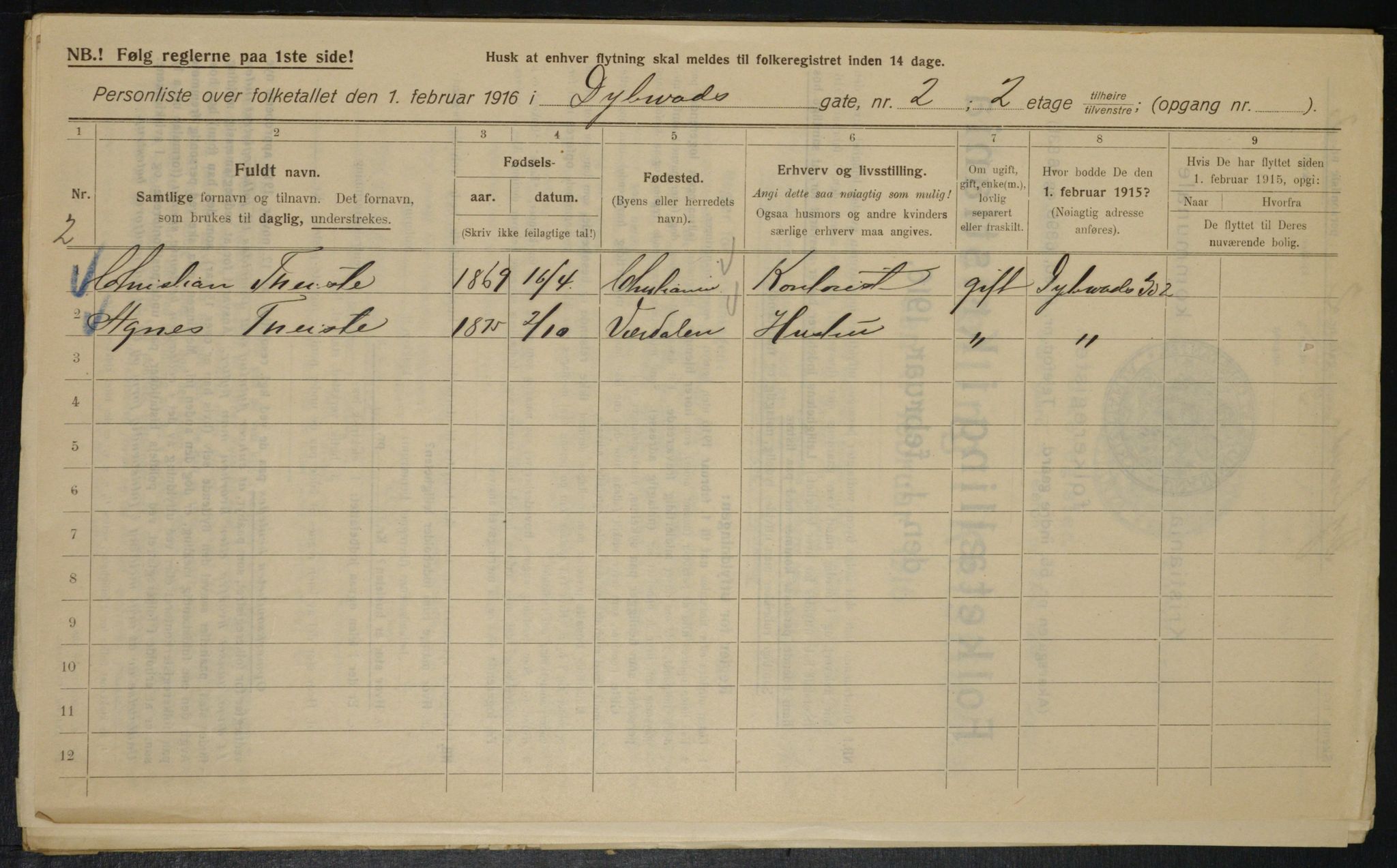 OBA, Municipal Census 1916 for Kristiania, 1916, p. 17538