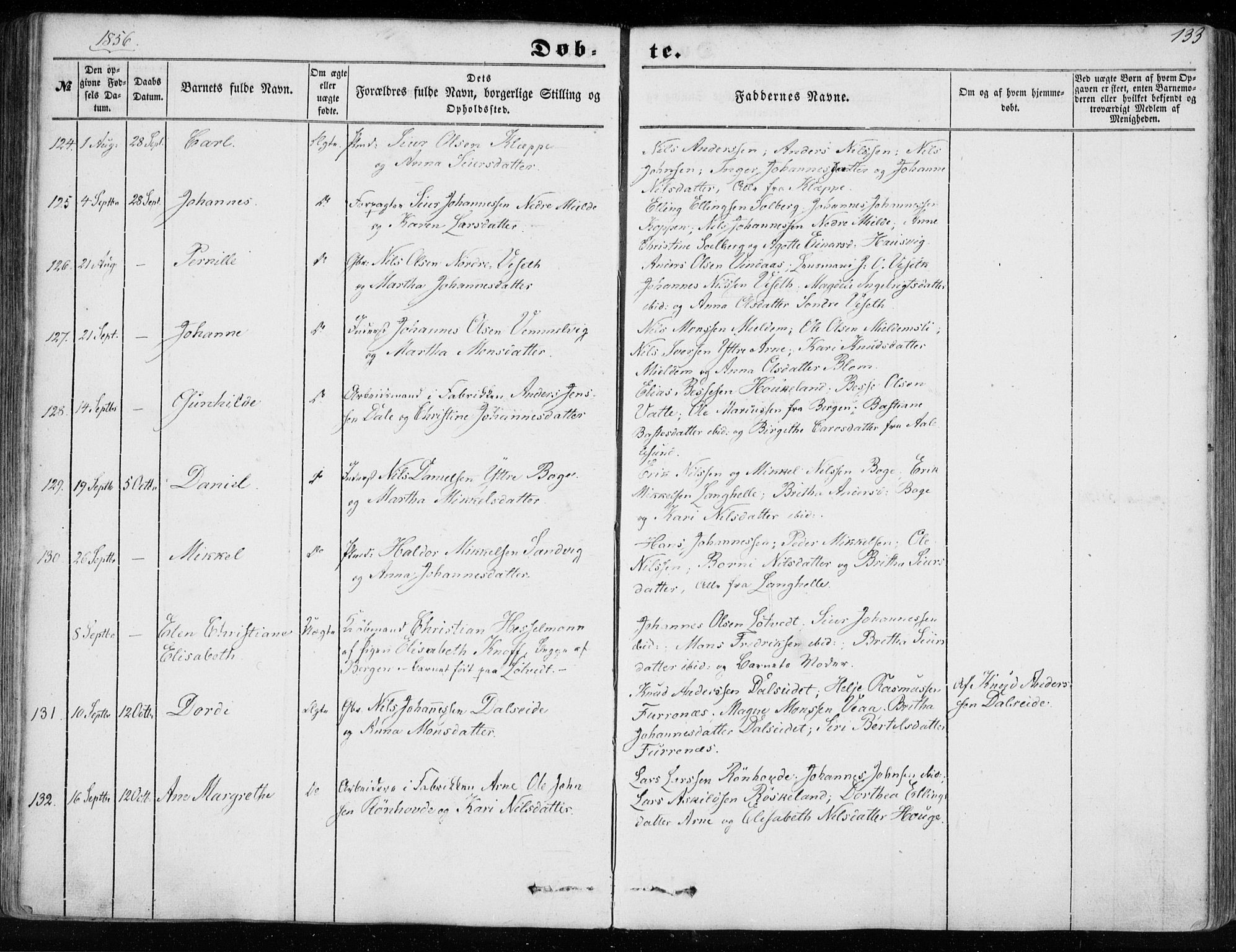 Haus sokneprestembete, SAB/A-75601/H/Haa: Parish register (official) no. A 16 I, 1848-1857, p. 133