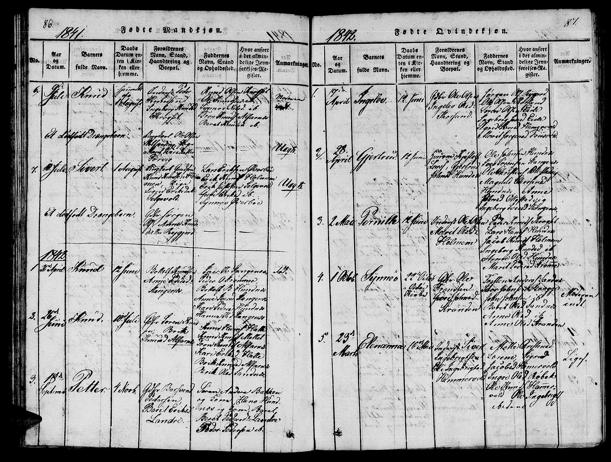 Ministerialprotokoller, klokkerbøker og fødselsregistre - Møre og Romsdal, AV/SAT-A-1454/548/L0613: Parish register (copy) no. 548C01, 1818-1846, p. 86-87