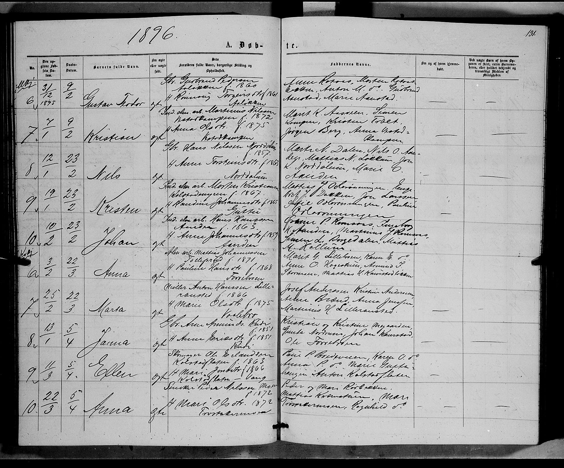 Ringebu prestekontor, SAH/PREST-082/H/Ha/Hab/L0006: Parish register (copy) no. 6, 1880-1898, p. 131