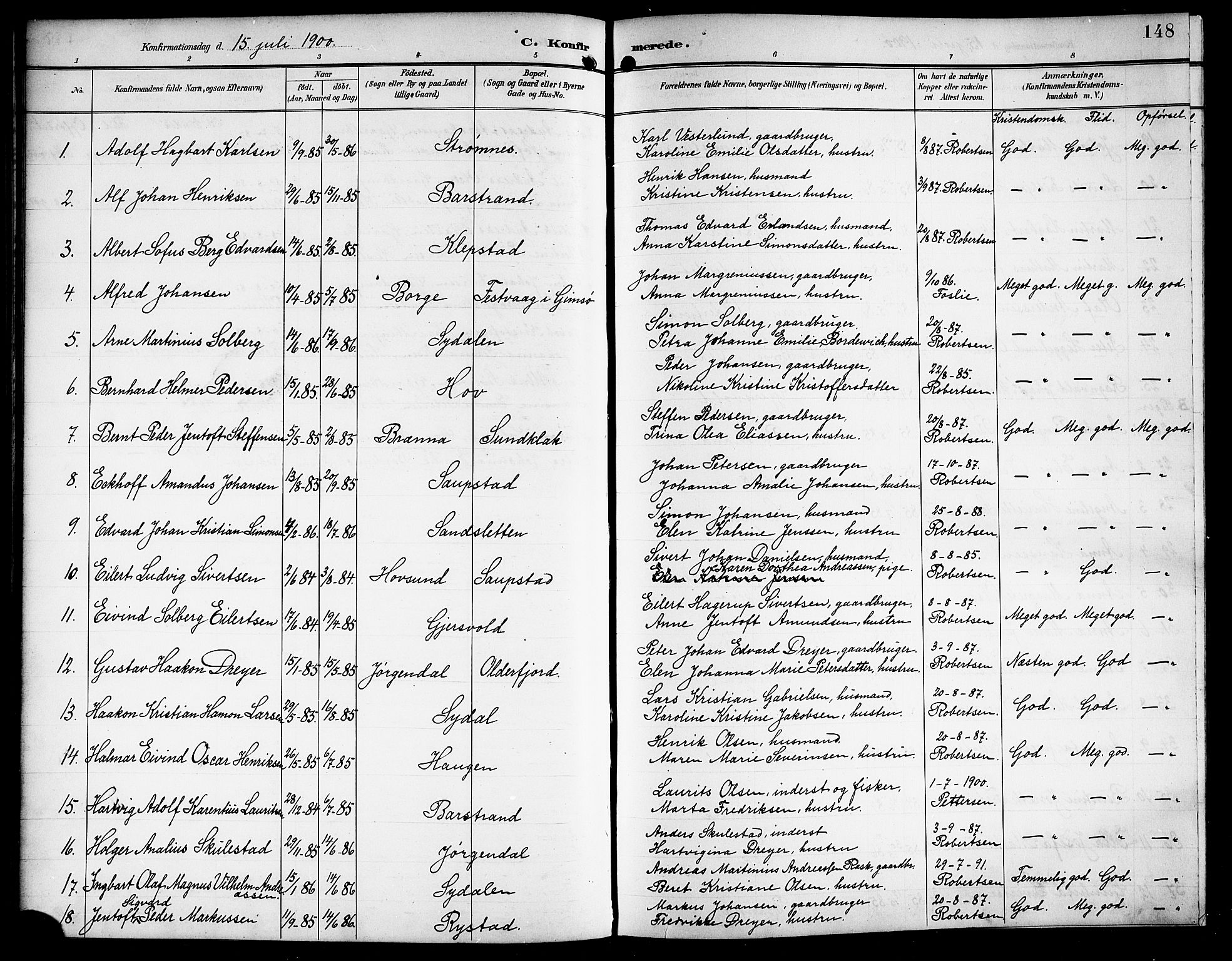 Ministerialprotokoller, klokkerbøker og fødselsregistre - Nordland, AV/SAT-A-1459/876/L1105: Parish register (copy) no. 876C04, 1896-1914, p. 148