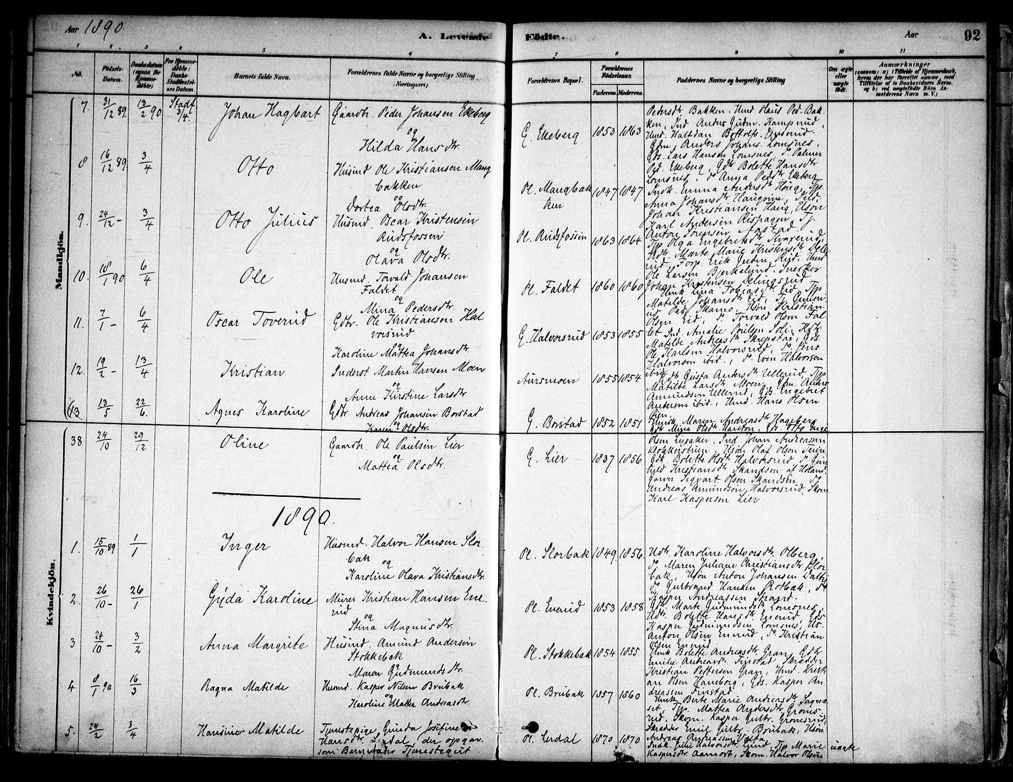 Aurskog prestekontor Kirkebøker, AV/SAO-A-10304a/F/Fa/L0008: Parish register (official) no. I 8, 1878-1937, p. 92