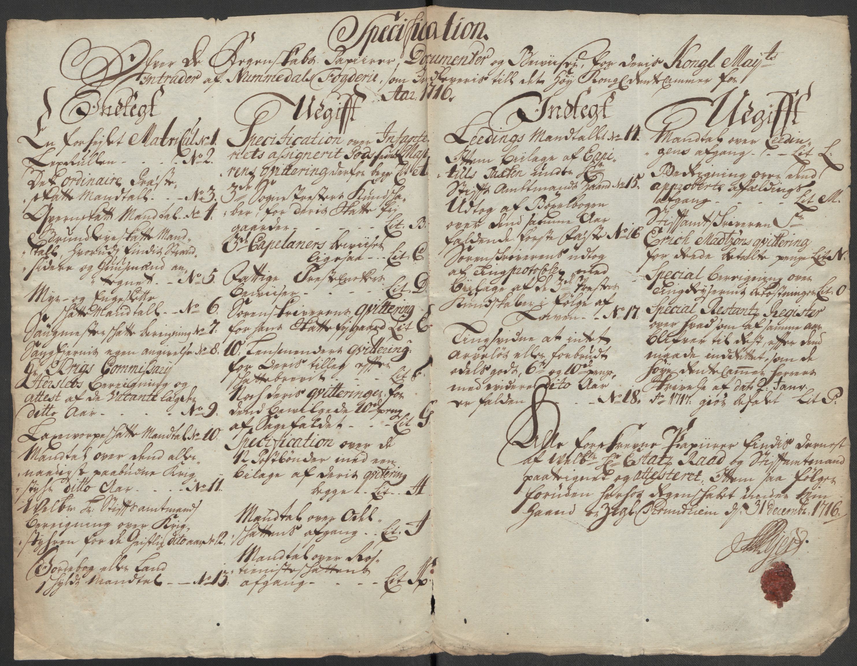 Rentekammeret inntil 1814, Reviderte regnskaper, Fogderegnskap, RA/EA-4092/R64/L4437: Fogderegnskap Namdal, 1716, p. 17