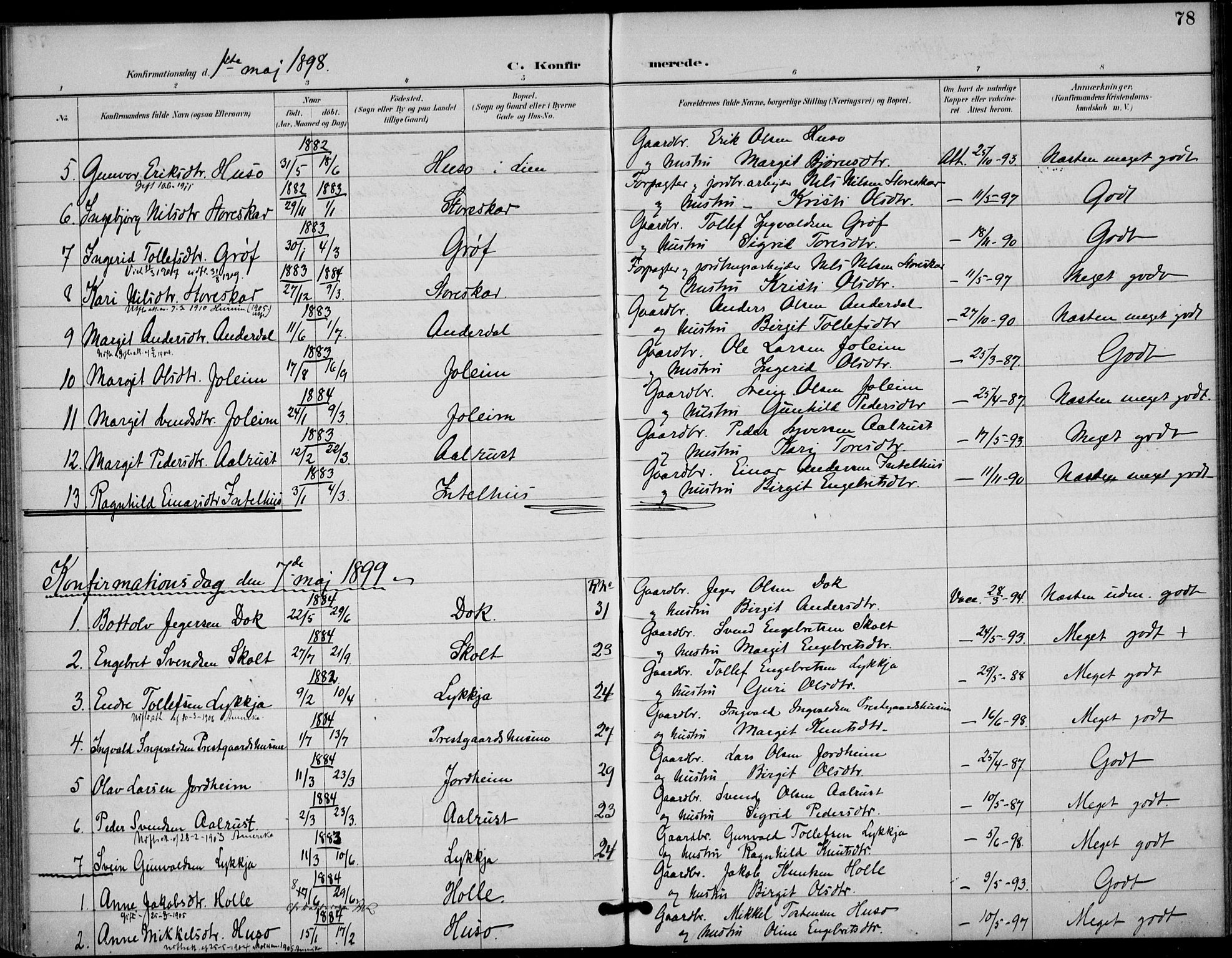 Gol kirkebøker, AV/SAKO-A-226/F/Fb/L0001: Parish register (official) no. II 1, 1887-1900, p. 78