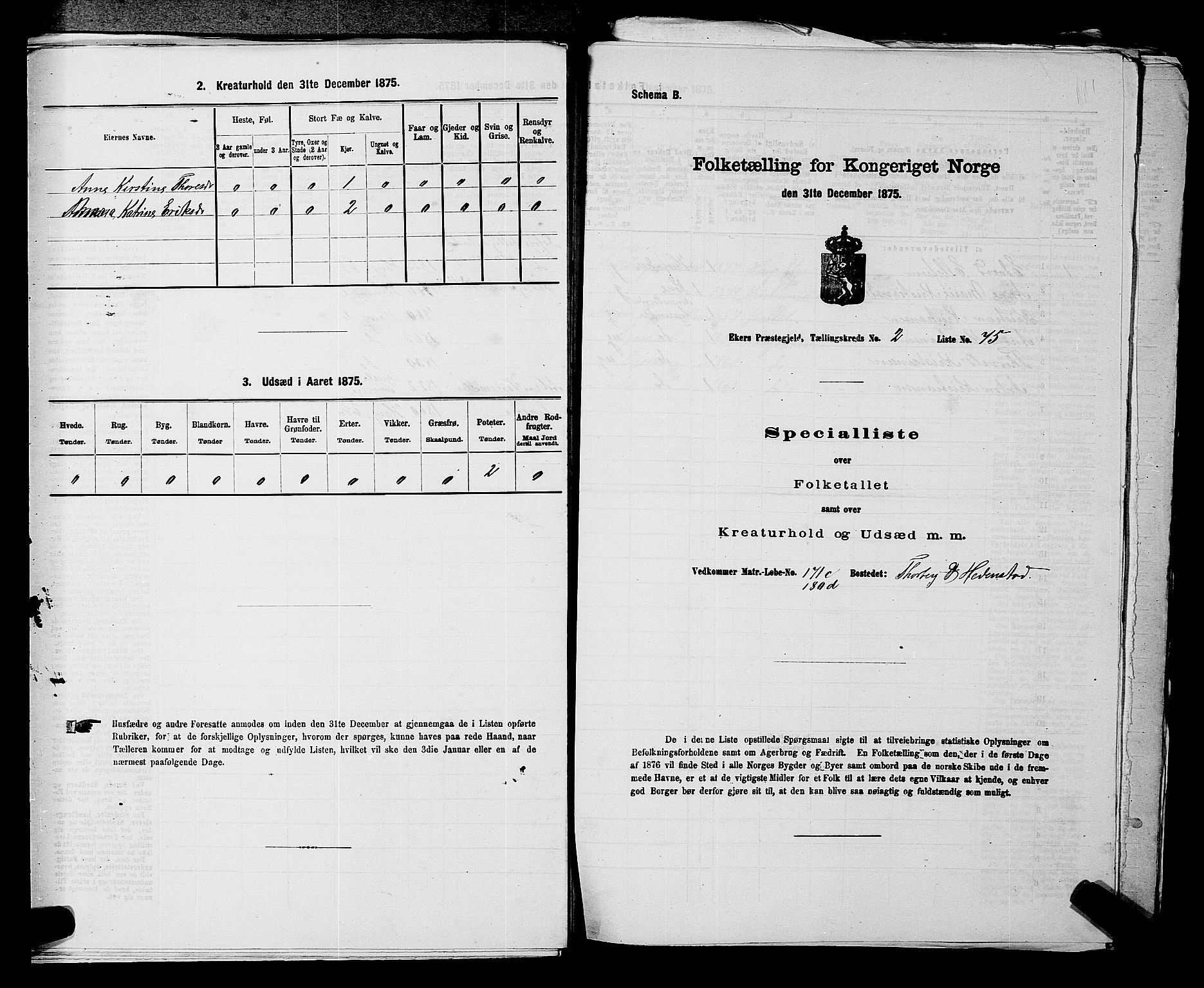 SAKO, 1875 census for 0624P Eiker, 1875, p. 497