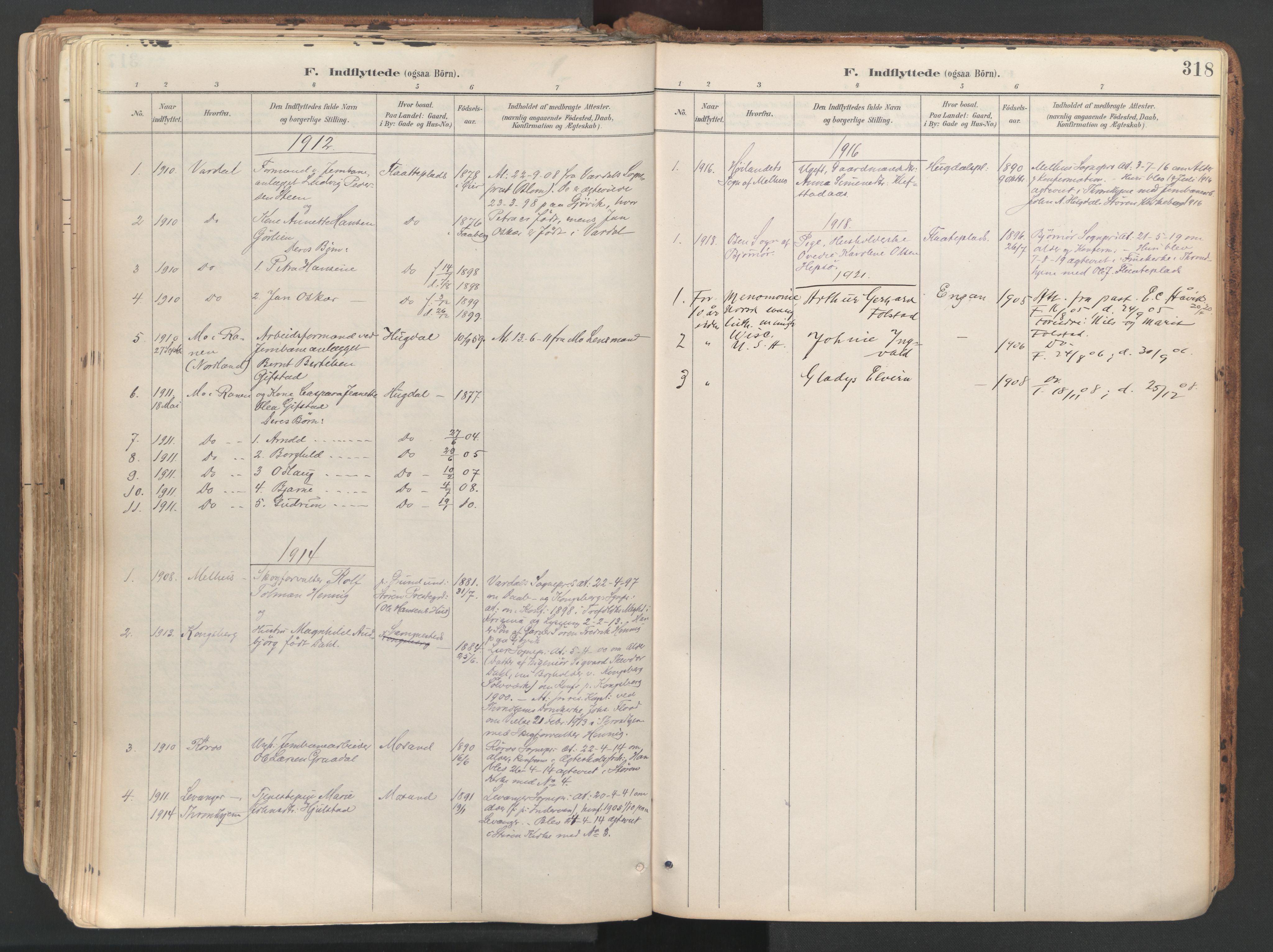 Ministerialprotokoller, klokkerbøker og fødselsregistre - Sør-Trøndelag, SAT/A-1456/687/L1004: Parish register (official) no. 687A10, 1891-1923, p. 318