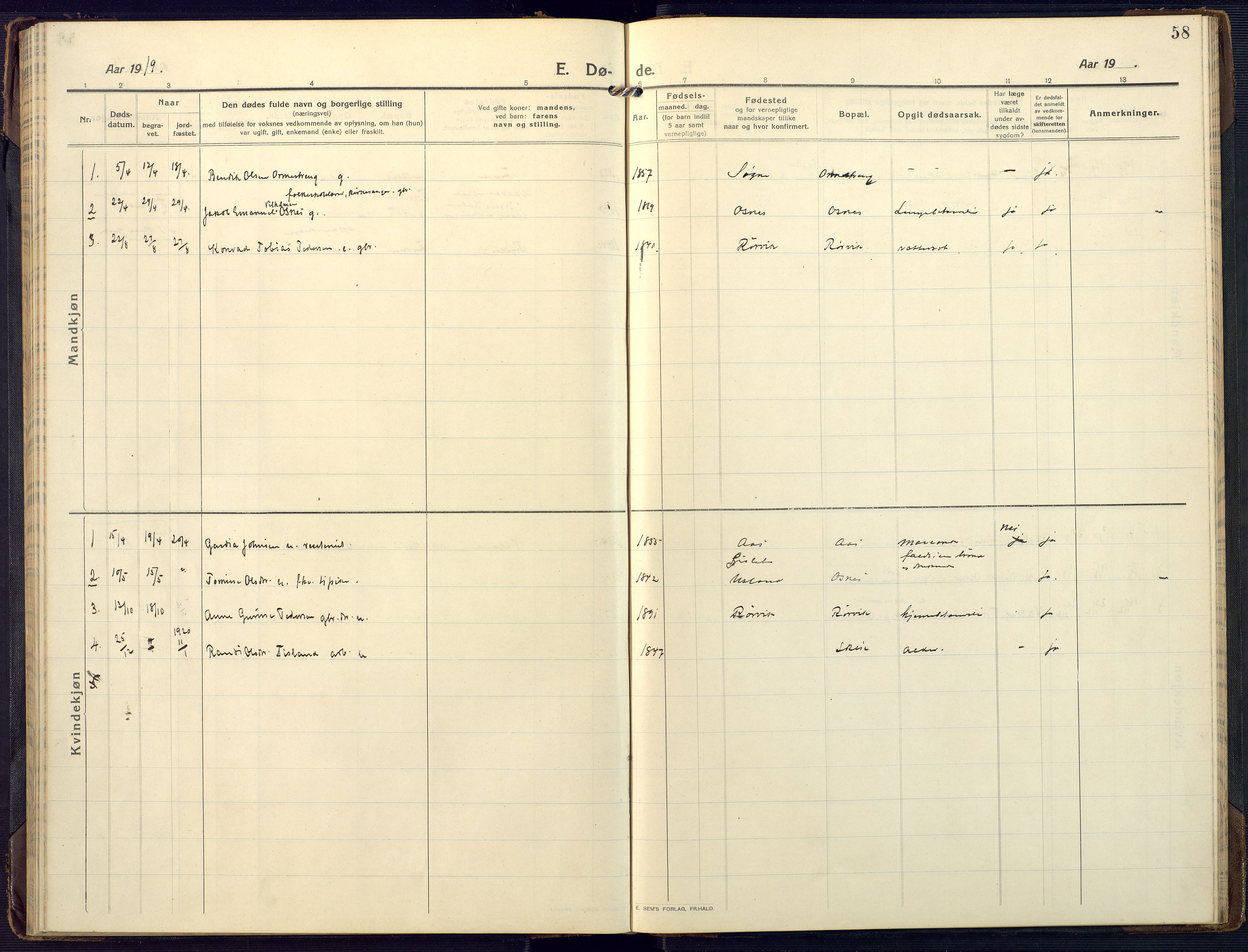 Mandal sokneprestkontor, AV/SAK-1111-0030/F/Fa/Fab/L0003: Parish register (official) no. A 3, 1913-1933, p. 58