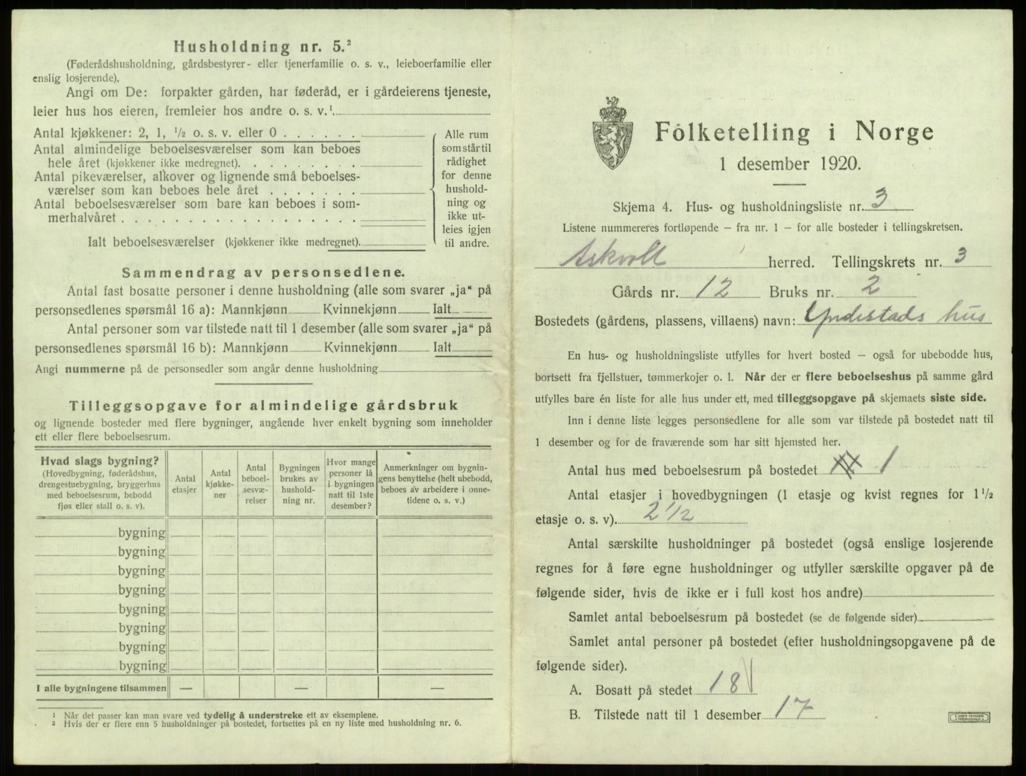 SAB, 1920 census for Askvoll, 1920, p. 201