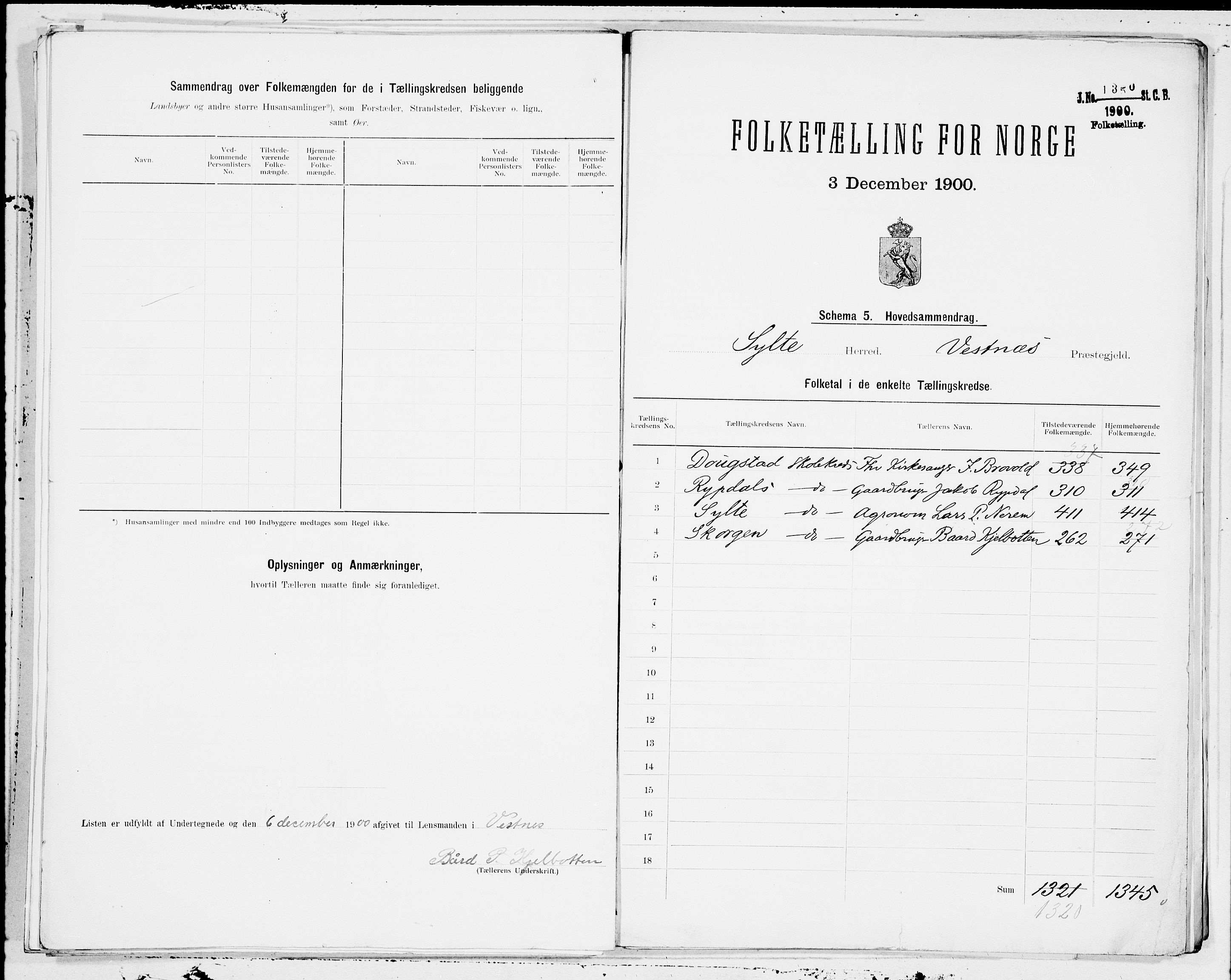 SAT, 1900 census for Sylte, 1900, p. 10