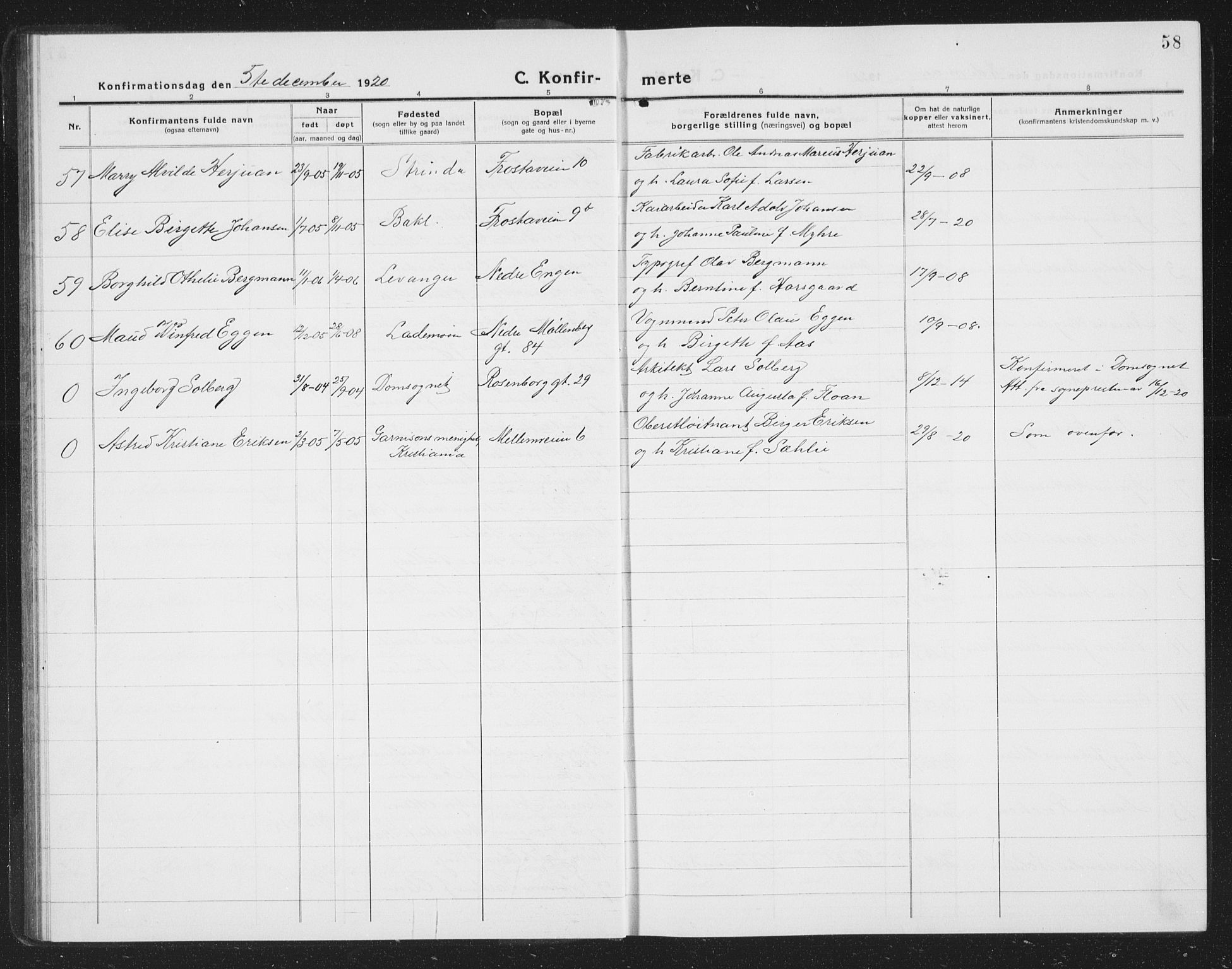 Ministerialprotokoller, klokkerbøker og fødselsregistre - Sør-Trøndelag, SAT/A-1456/605/L0258: Parish register (copy) no. 605C05, 1918-1930, p. 58