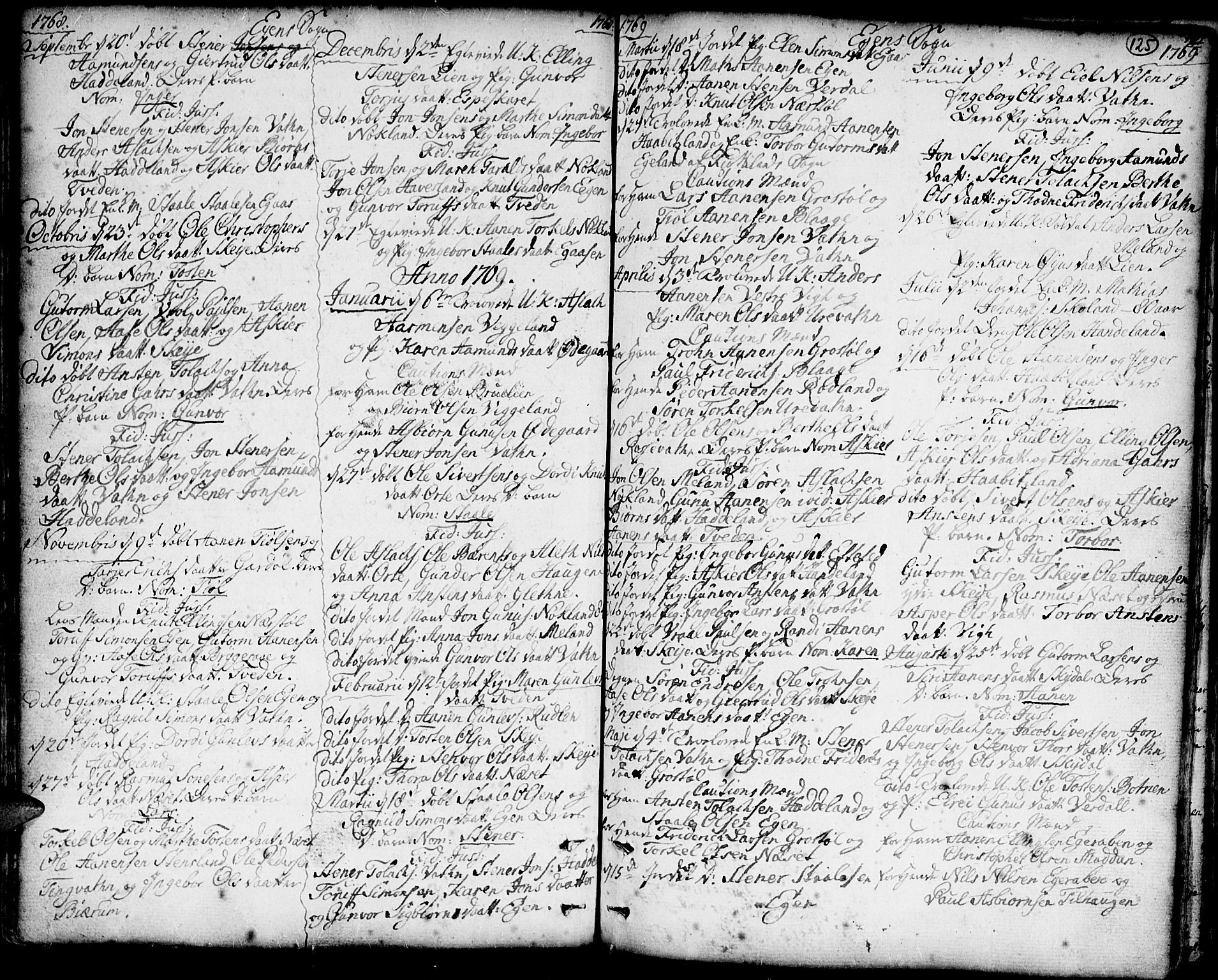 Hægebostad sokneprestkontor, AV/SAK-1111-0024/F/Fa/Faa/L0001: Parish register (official) no. A 1 /2, 1760-1823, p. 125