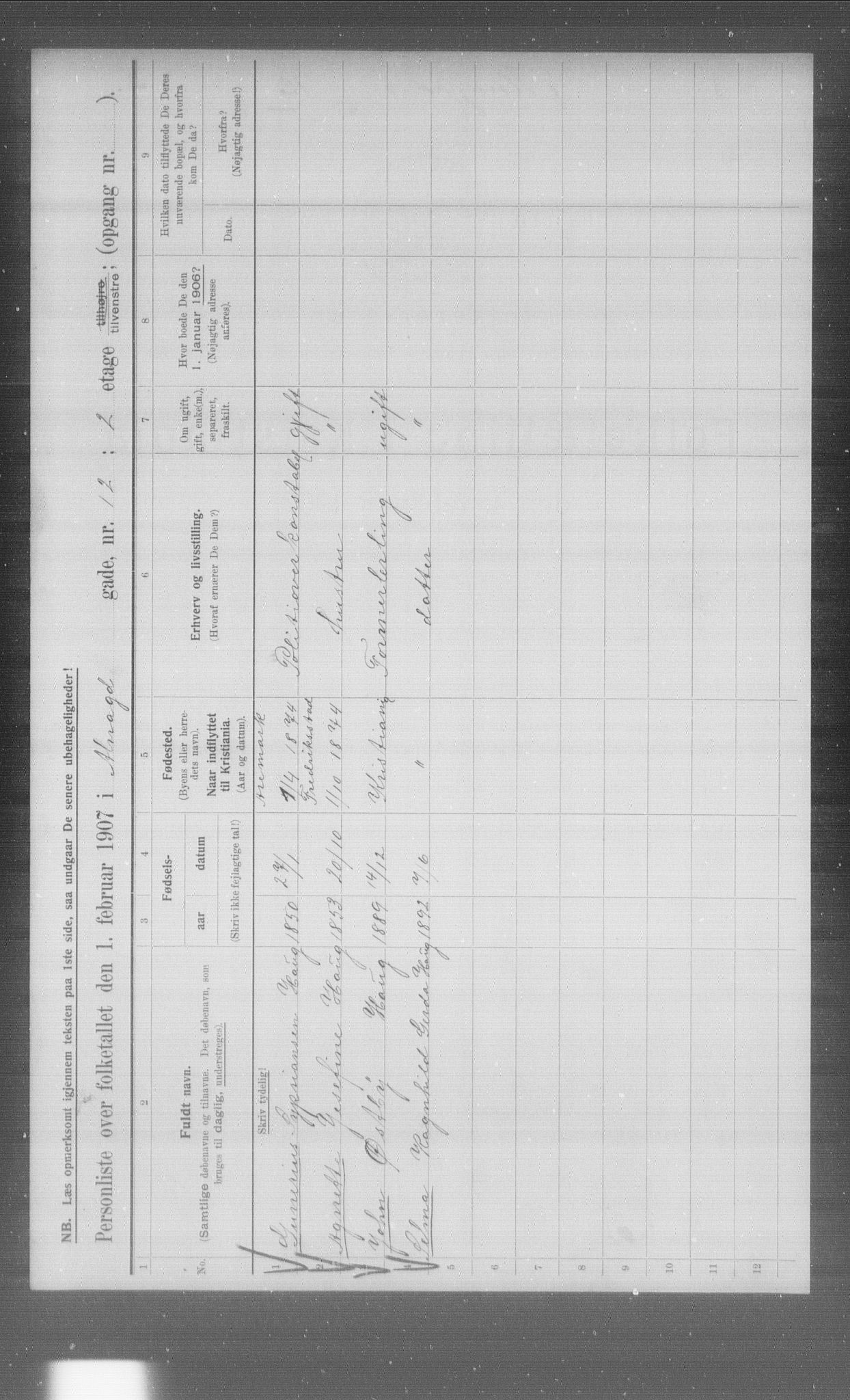 OBA, Municipal Census 1907 for Kristiania, 1907, p. 709