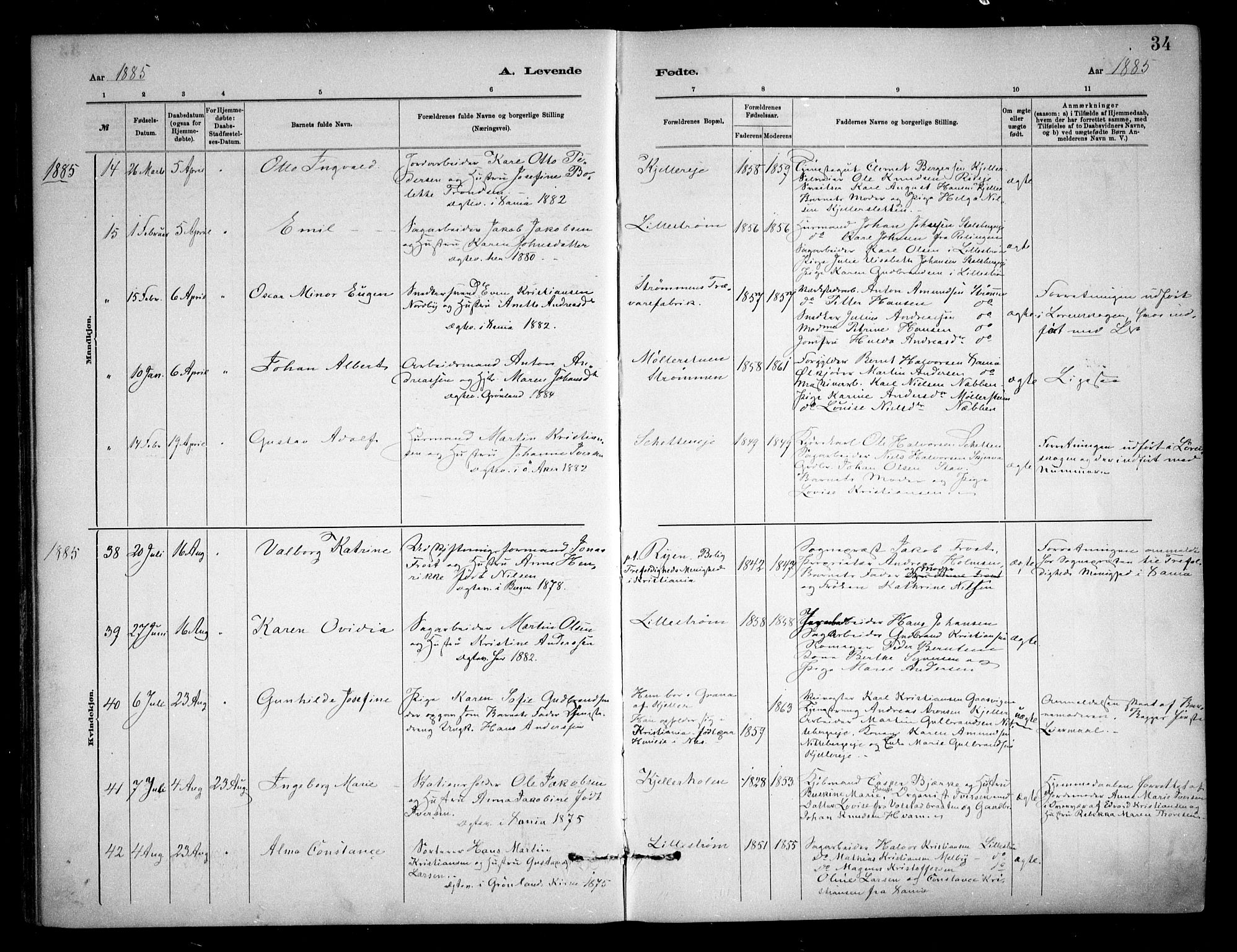 Skedsmo prestekontor Kirkebøker, AV/SAO-A-10033a/F/Fa/L0013: Parish register (official) no. I 13, 1883-1891, p. 34