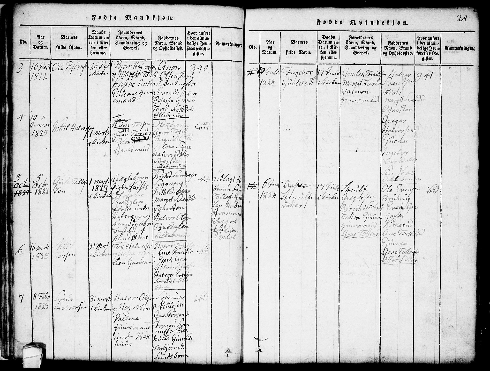 Seljord kirkebøker, SAKO/A-20/G/Gb/L0002: Parish register (copy) no. II 2, 1815-1854, p. 24