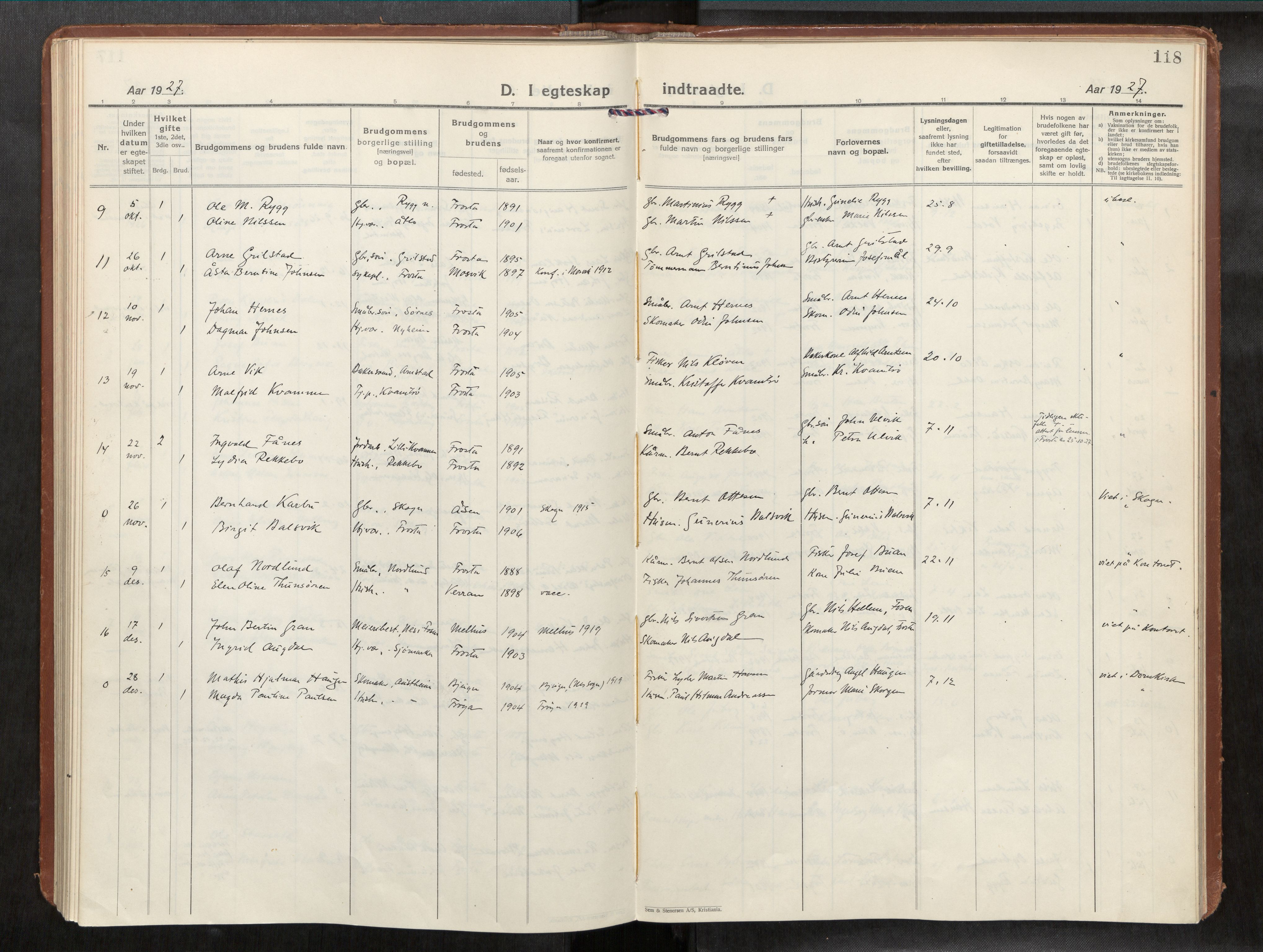 Frosta sokneprestkontor, AV/SAT-A-4380/2/H/Haa/L0001: Parish register (official) no. 1, 1926-1934, p. 118